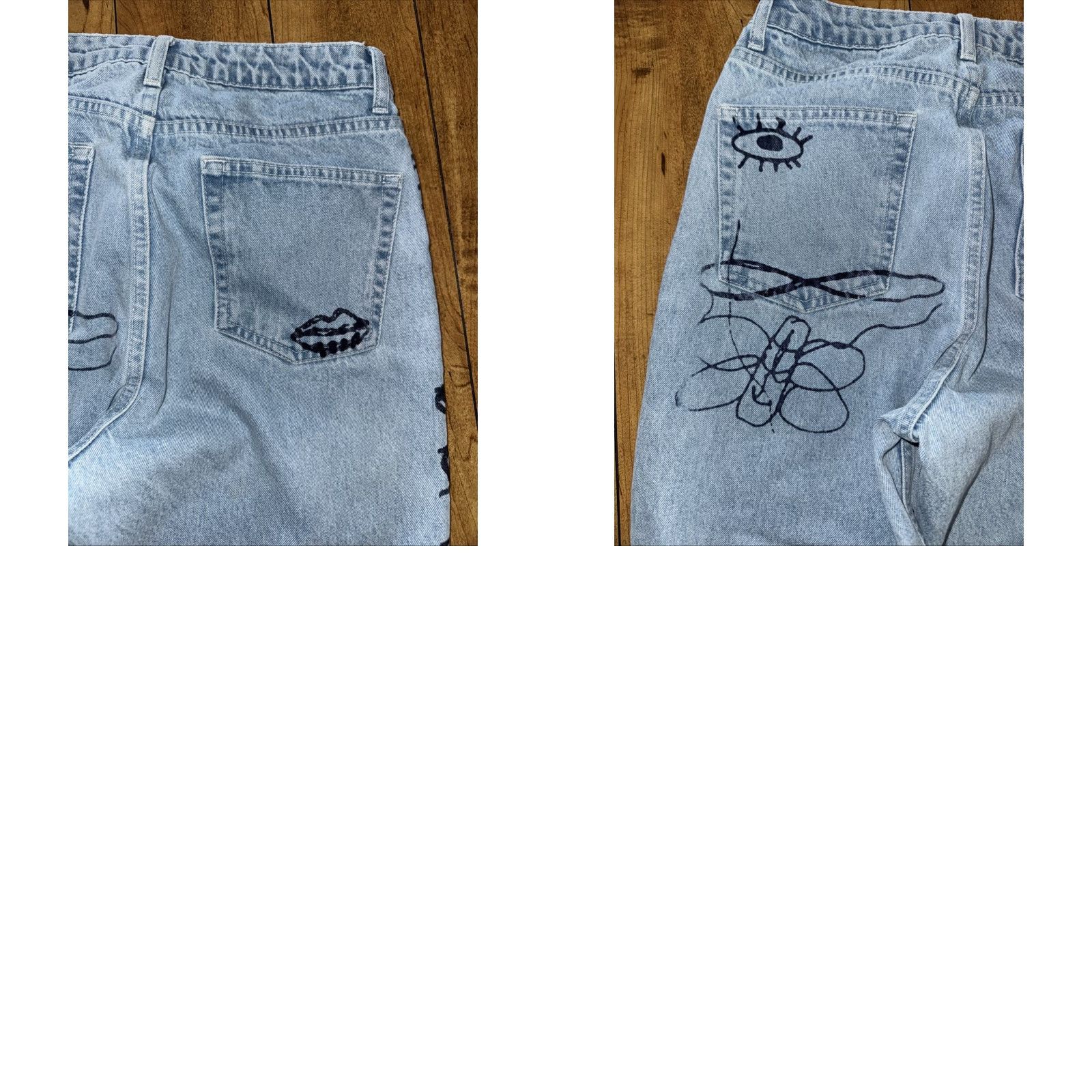 Topshop Topshop Moto Printed Denim Jeans Blue 28x30 Womens Skinny Jeans Regular 28 Denim Blue Moto Printed Size 28" / US 6 / IT 42 - 8 Thumbnail