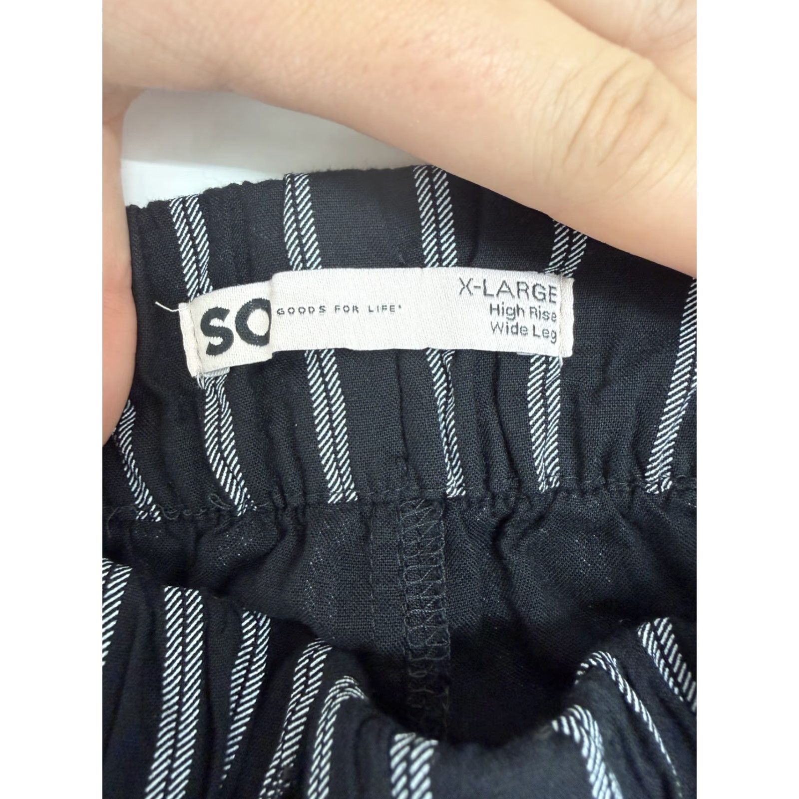 Vintage SO Dress Pants XL Black White Stripe Wide-Leg High Rise Pull On Women’s Regular Rise, SO Juniors, Casual Workwear, 90s Theme Size 40" / US 18 - 4 Thumbnail