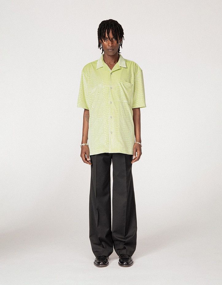 image of ds! Ss21 Han Kjobenhavn Pale Green Croc Skin Summer Shirt, Men's (Size Medium)