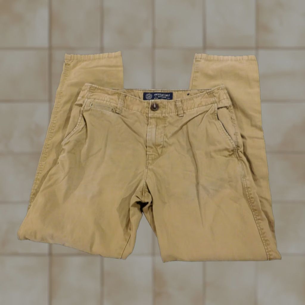 American Eagle Outfitters American Eagle Outfitters Pants Men 29x28 Beige Slim Straight Chino Canvas Relaxed Straight 33 Inseam Vintage No Nat Size US 29 - 1 Thumbnail