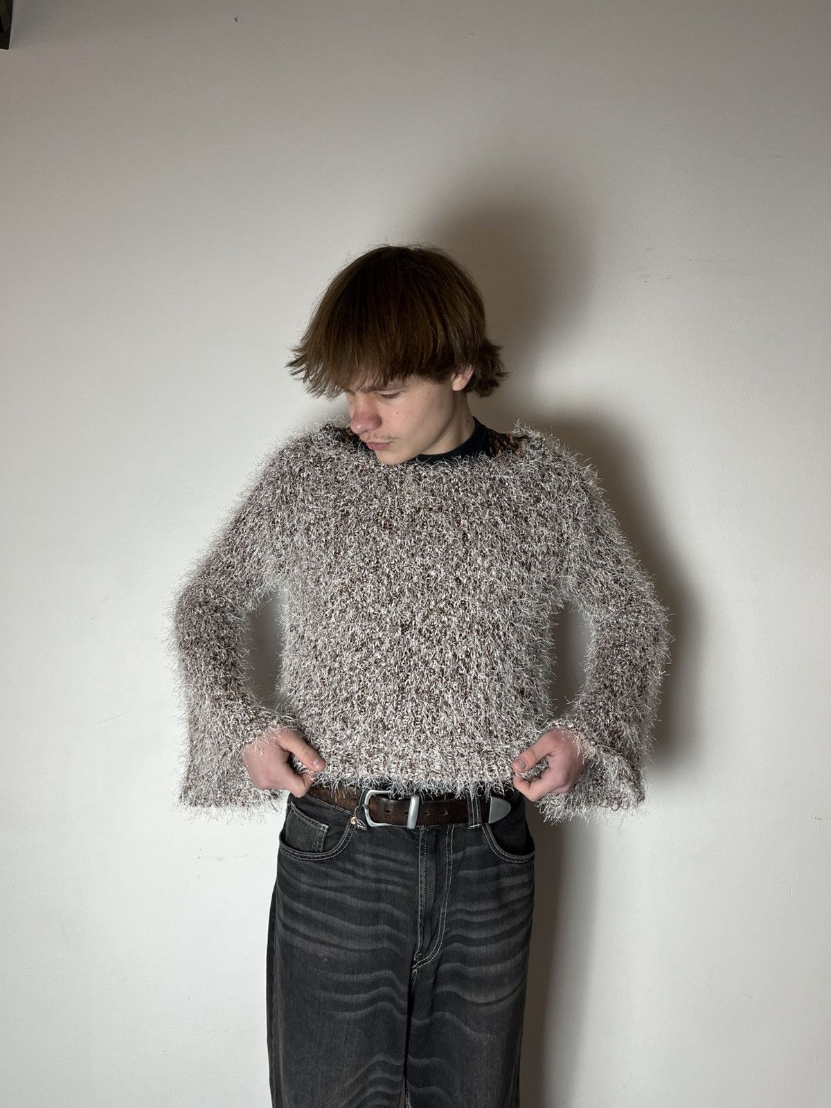 Hysteric Glamour 🔥00'S RICK OWENS VIBE FAUX FUR MOHAIR CROPPED SWEATER 00'S Size US S / EU 44-46 / 1 - 12 Thumbnail