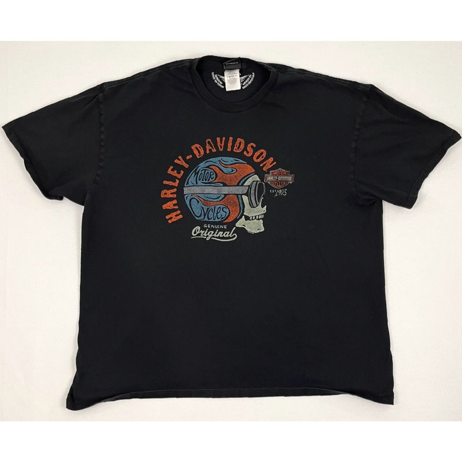 Harley Davidson Harley Davidson Shirt Mens 3XL Black Skull Flames Chopper Double Sided Graphic Size US XXL / EU 58 / 5 - 3 Thumbnail