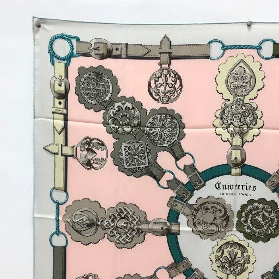 Hermes Hermès “Cuivreries” Carré Silk Scarf 90x90 cm Pink, Size ONE SIZE - 2 Thumbnail