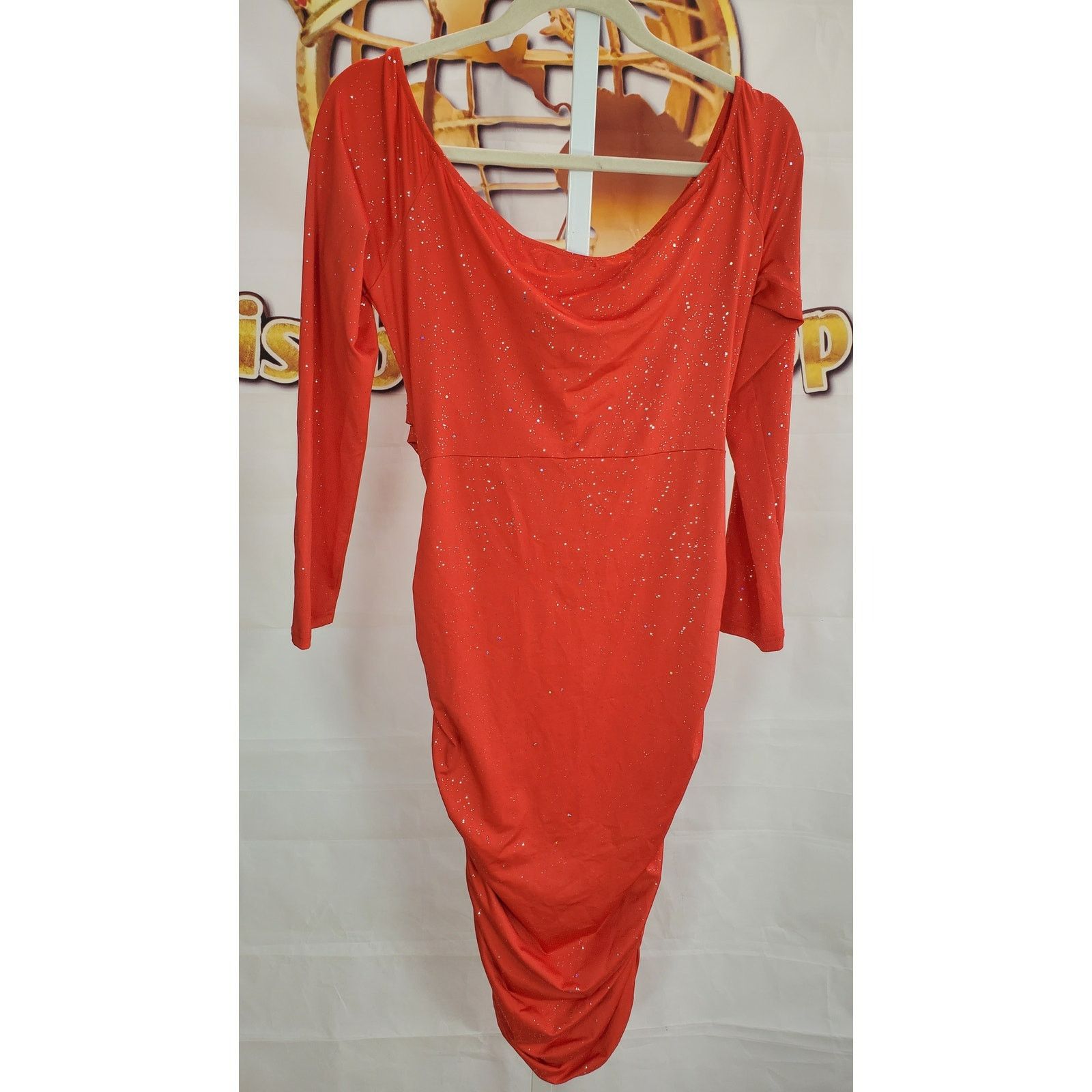 Other ChicMe Red Glitter Ruched Bodycon Dress XL Size XL / US 12-14 / IT 48-50 - 2 Thumbnail
