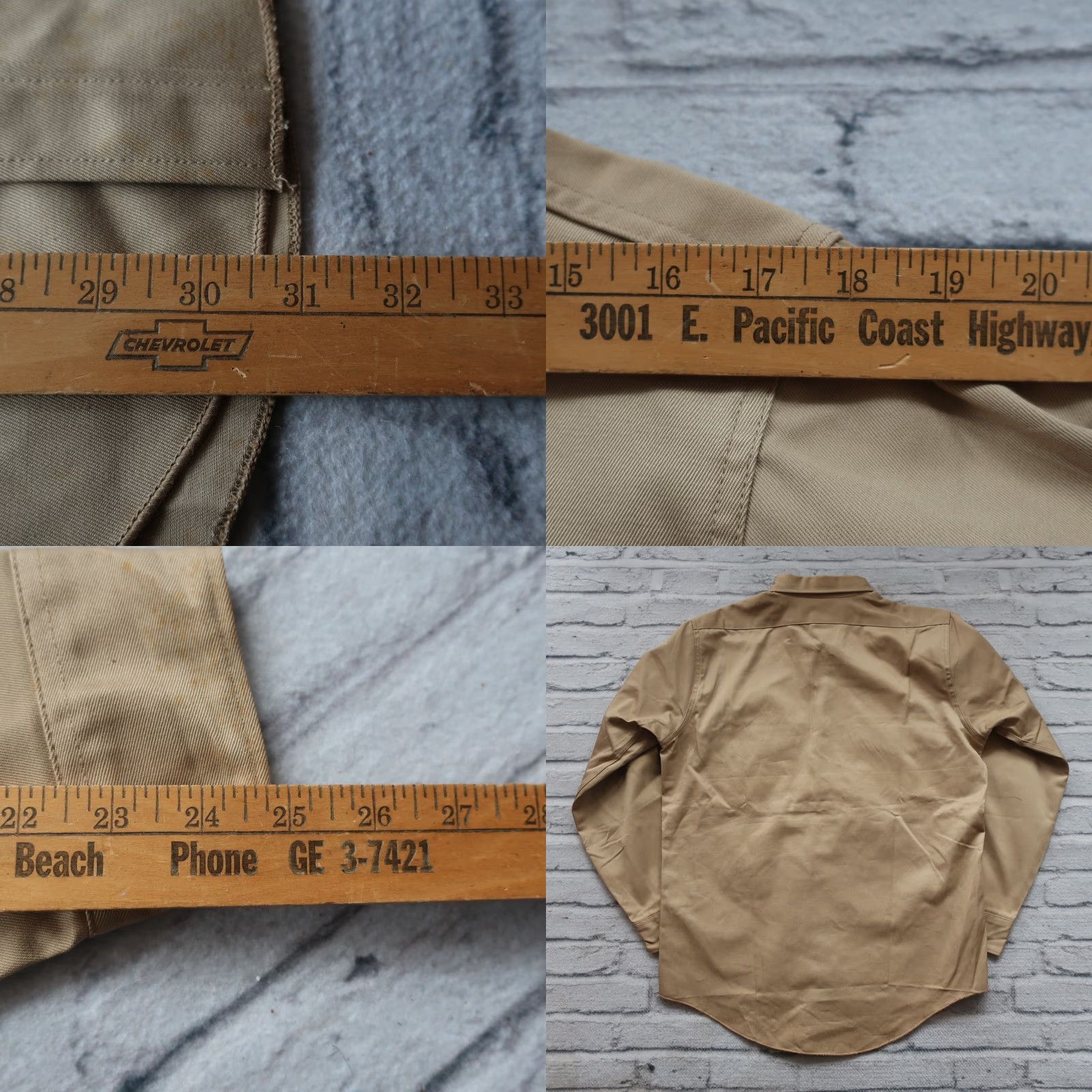 Dickies VINTAGE Dickies Army Cloth Shirt Mens 15 1/2 Tan 40s WWII Button-Up Long Sleeve Army Theme Size US M / EU 48-50 / 2 - 8 Thumbnail