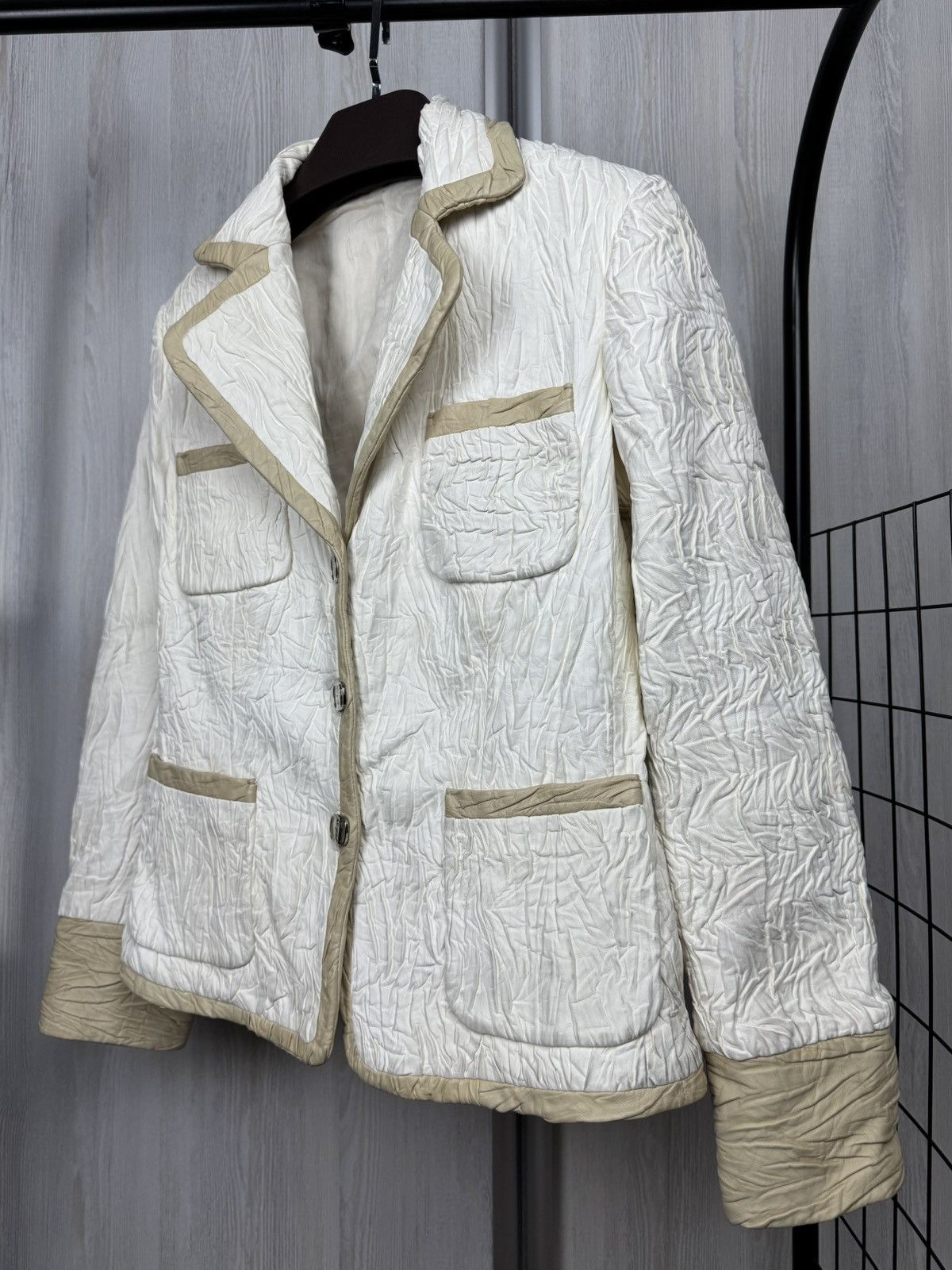 Salvatore Ferragamo Salvatore Ferragamo white leather biker jacket blazer Size M / US 6-8 / IT 42-44 - 8 Thumbnail