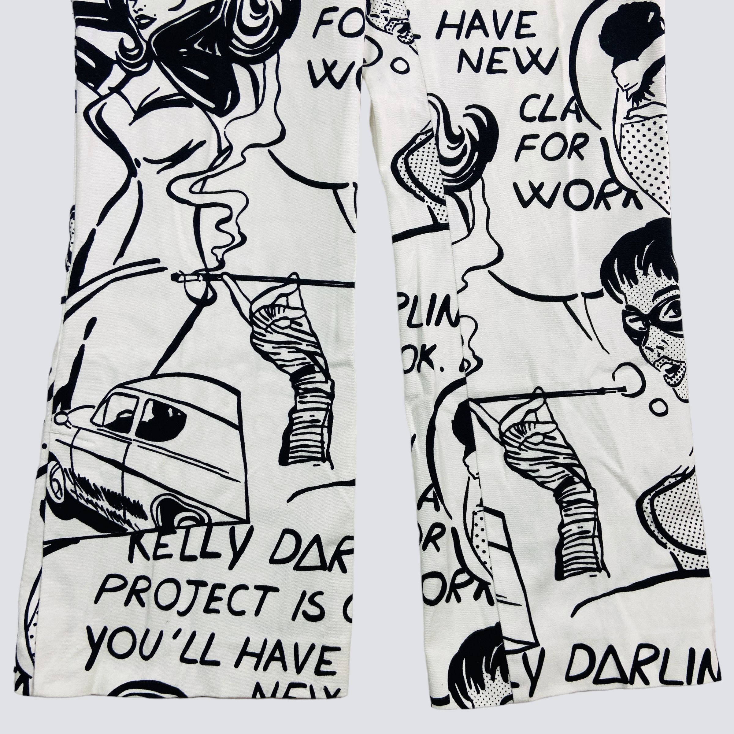 Vintage BAGGY FLARE ARCHIVE 1990s COMICS OVERPRINTED PANTS - № 3090 Size US 34 / EU 50 - 11 Thumbnail