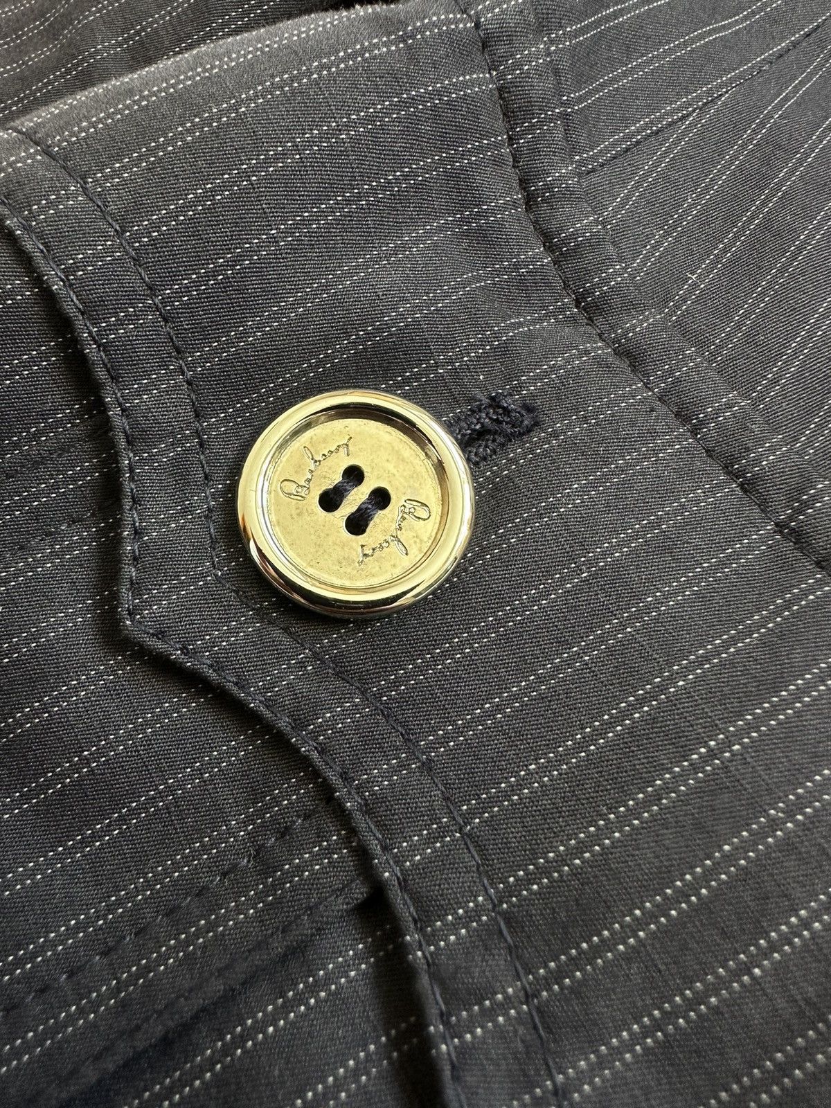 Burberry-Vintage Navy Gray Blazer Jacket-Shiny Silver