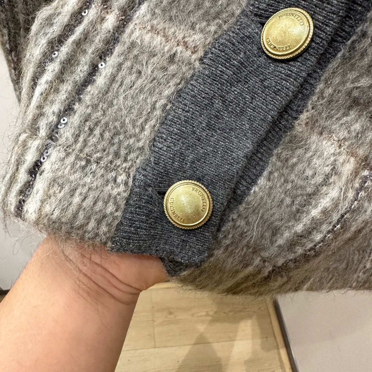 Brunello Cucinelli Brunello Cucinelli check gold l/s knit s mohair Size XS / US 0-2 / IT 36-38 - 5 Thumbnail