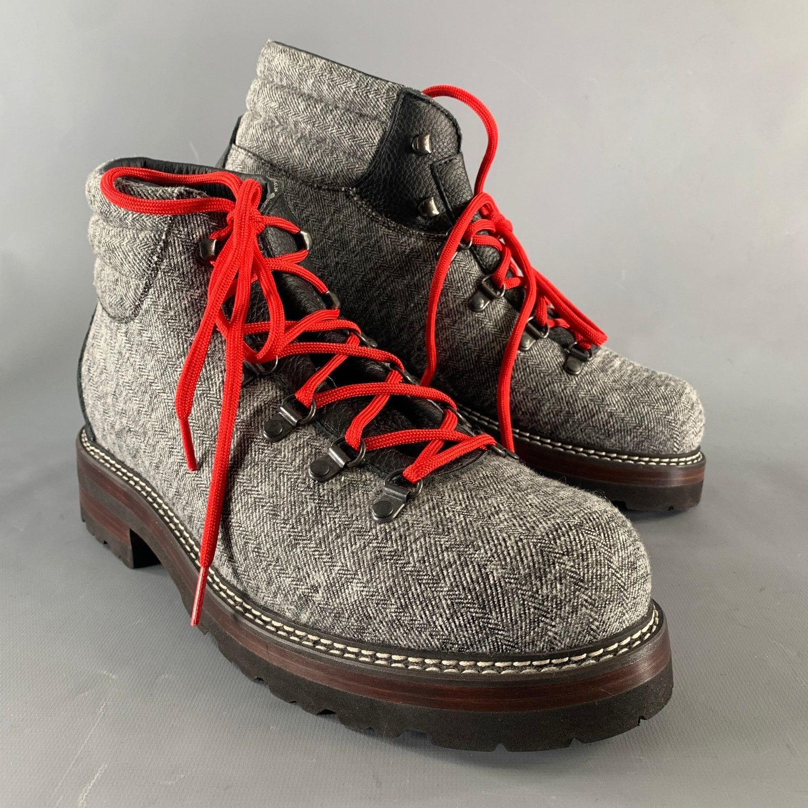 MONTELLIANA Size 12 Grey Black Tweed Wool Ankle Boots display picture 2