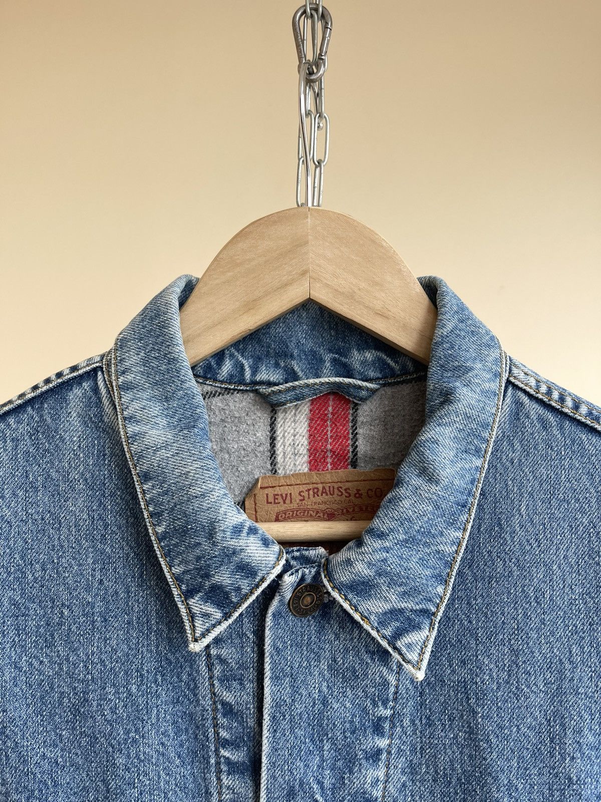 Levi's Type 3 Flannel Blanked Lined Washed Denim Trucker Jacket 90s Size US M / EU 48-50 / 2 - 7 Thumbnail