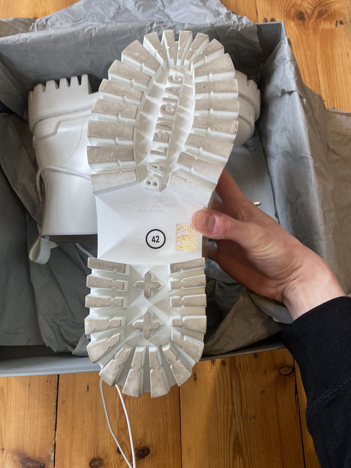 Balenciaga Balenciaga strike boots white | Grailed