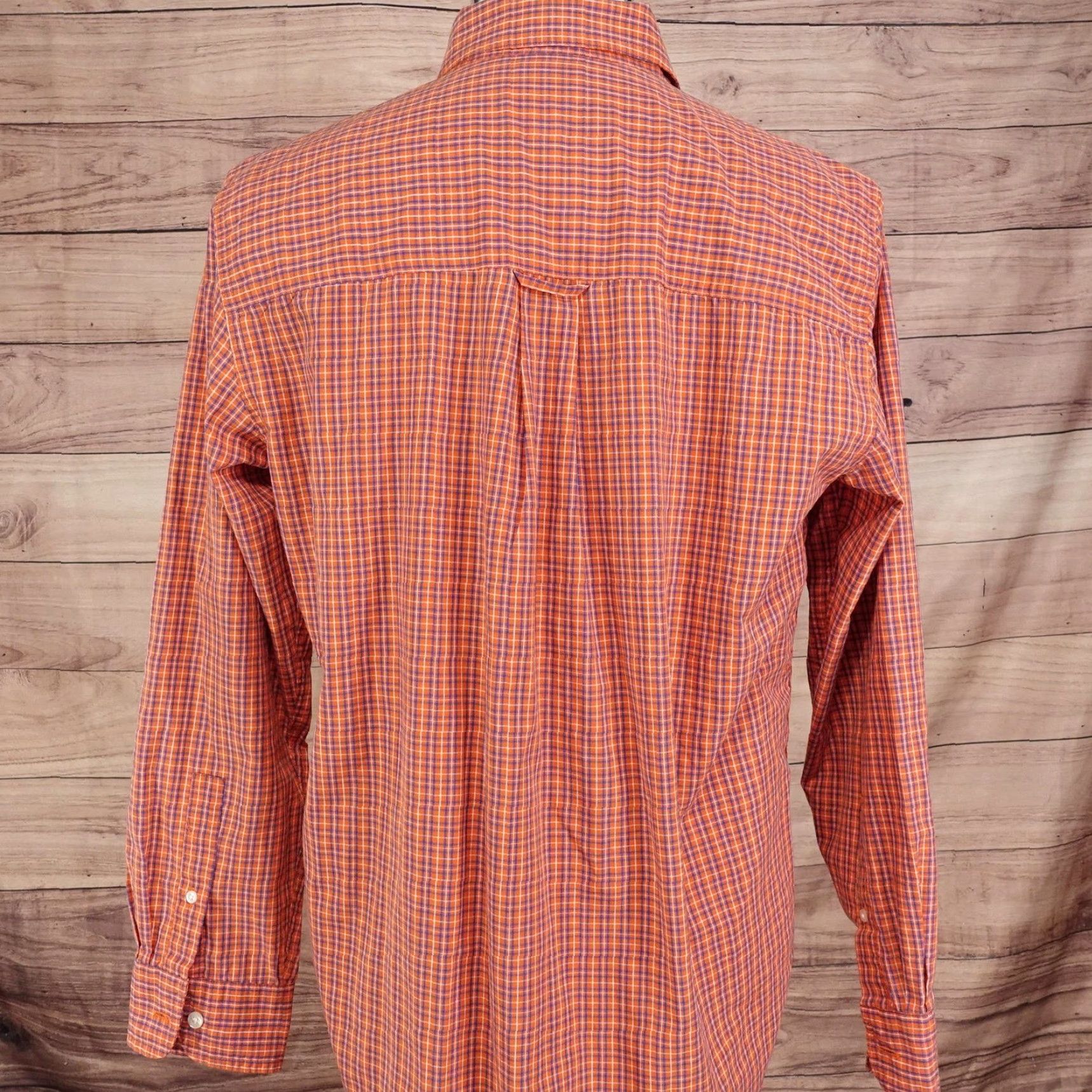 Chaps Chaps Shirt Mens M Orange Blue Plaid Button-Down Long Sleeve Easy Care Size US M / EU 48-50 / 2 - 4 Thumbnail