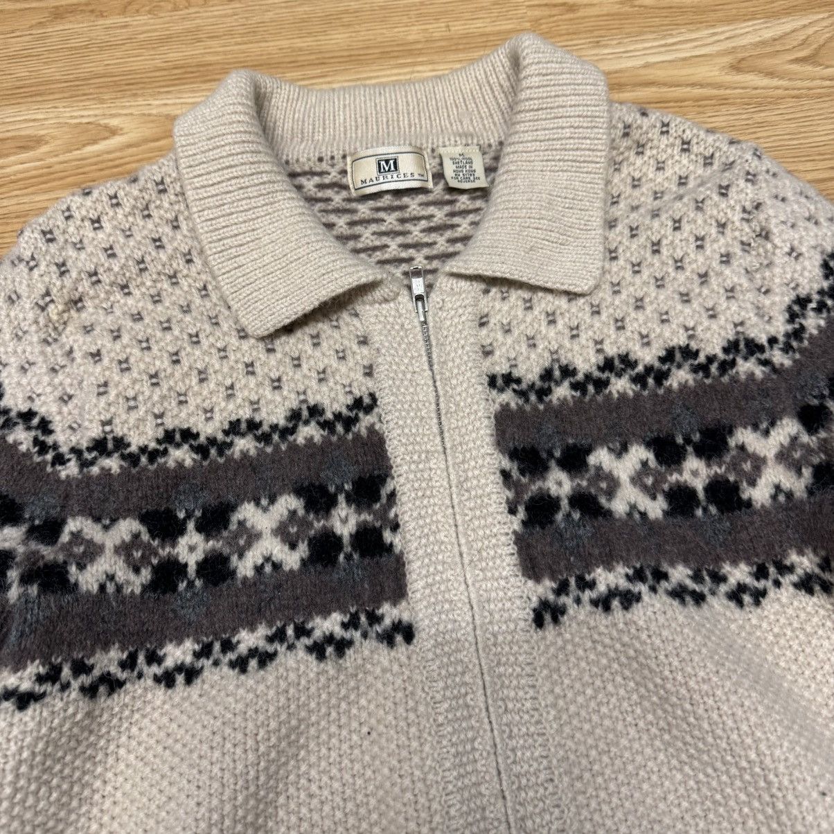 Other Vintage Maurices Shetland Wool Fair Isle Zip Sweater Size M / US 6-8 / IT 42-44 - 5 Thumbnail