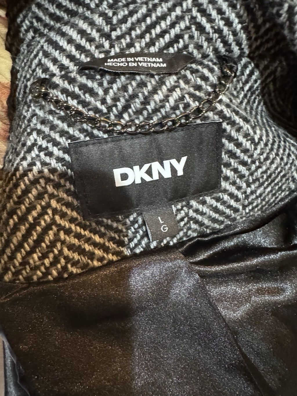 DKNY DKNY Women Herringbone Double Breasted Wool Blend Coat Large Size L / US 10 / IT 46 - 12 Thumbnail