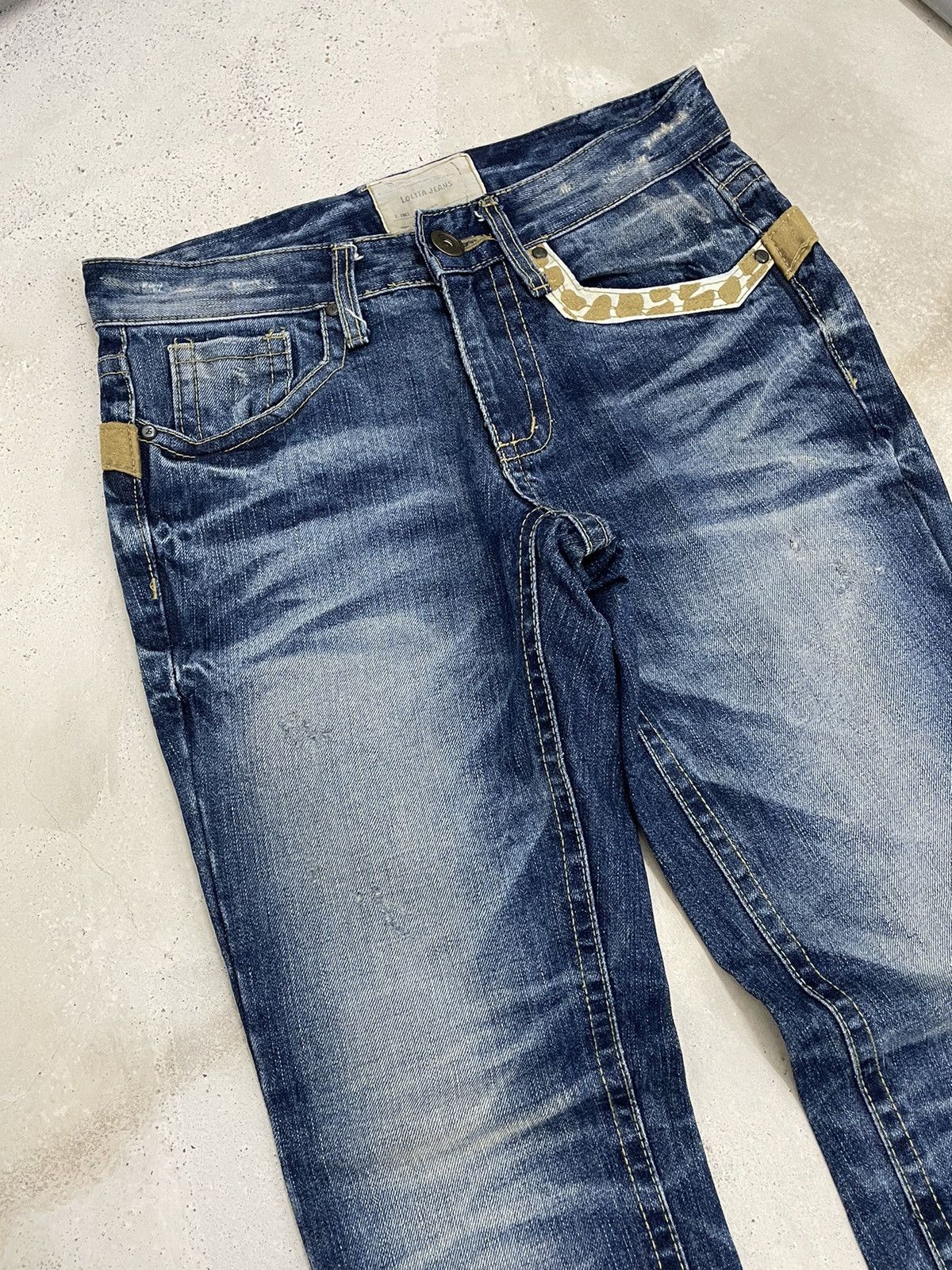 Designer Lolita Club Giraffe Distressed Whisker Style Japanese Denim Size US 29 - 3 Thumbnail