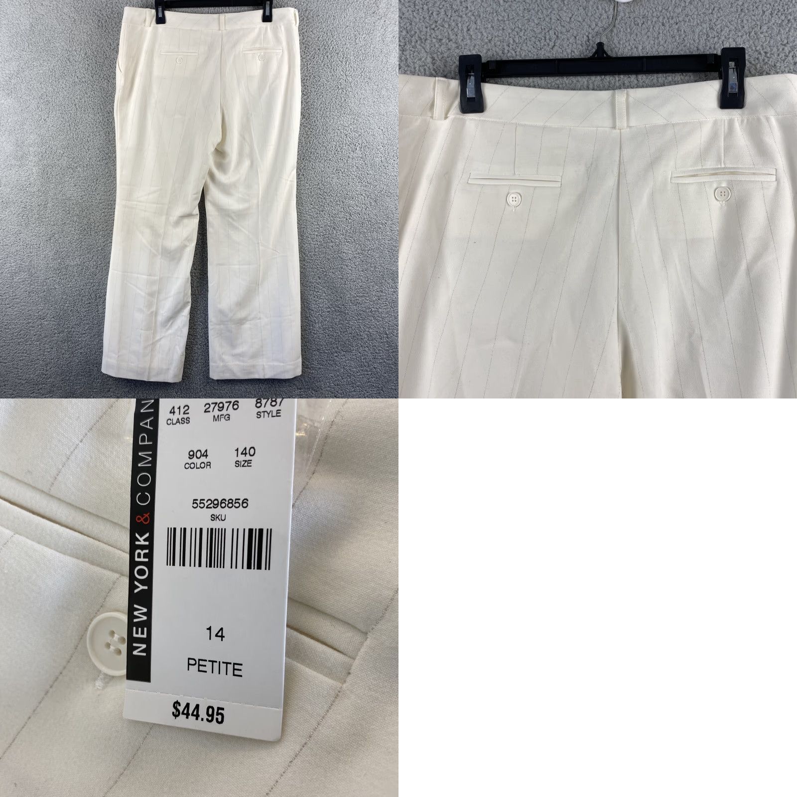 CO VINTAGE New York & Co Women Pants Size 14P Cream Straight Fit Petites Dress Pants Size 36" / US 14 / IT 50 - 8 Thumbnail