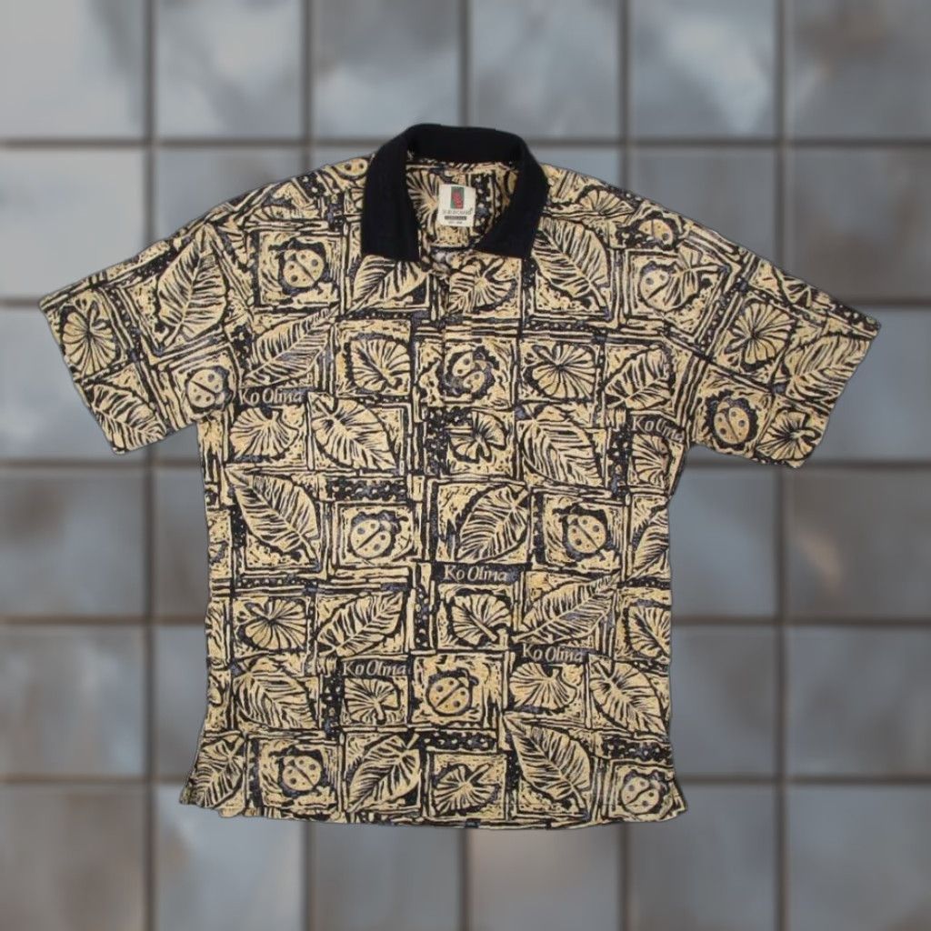 Tori Richard Tori Richard Shirt Men M Black Floral Button-Up Knit Short Sleeve Polo Hawaiian Classic Garden 70s 80s 90s Cal-Flower USA Made Mens Size US M / EU 48-50 / 2 - 1 Thumbnail