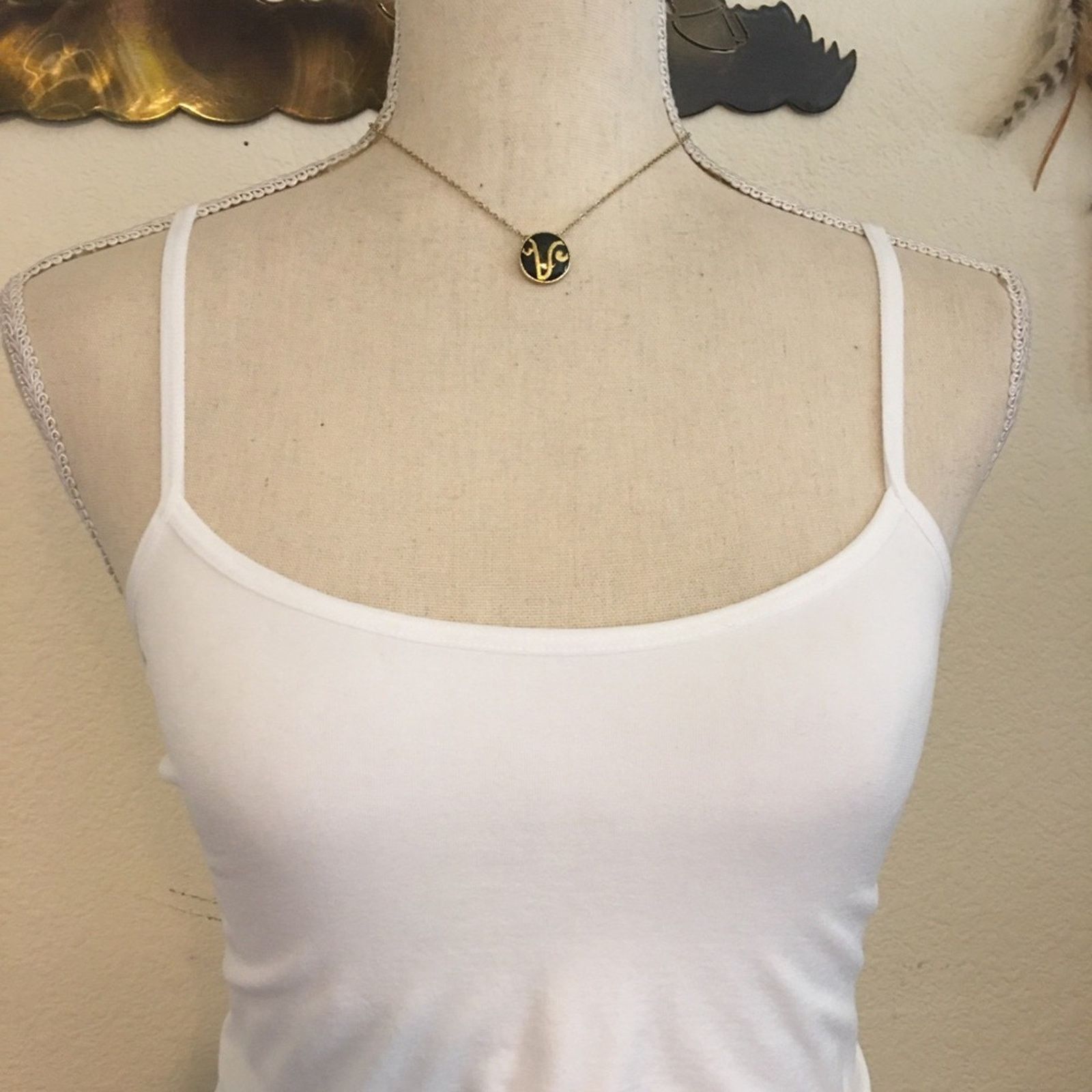 Jewelry Gold tone black enamel initial pendant on chain Size ONE SIZE - 3 Thumbnail