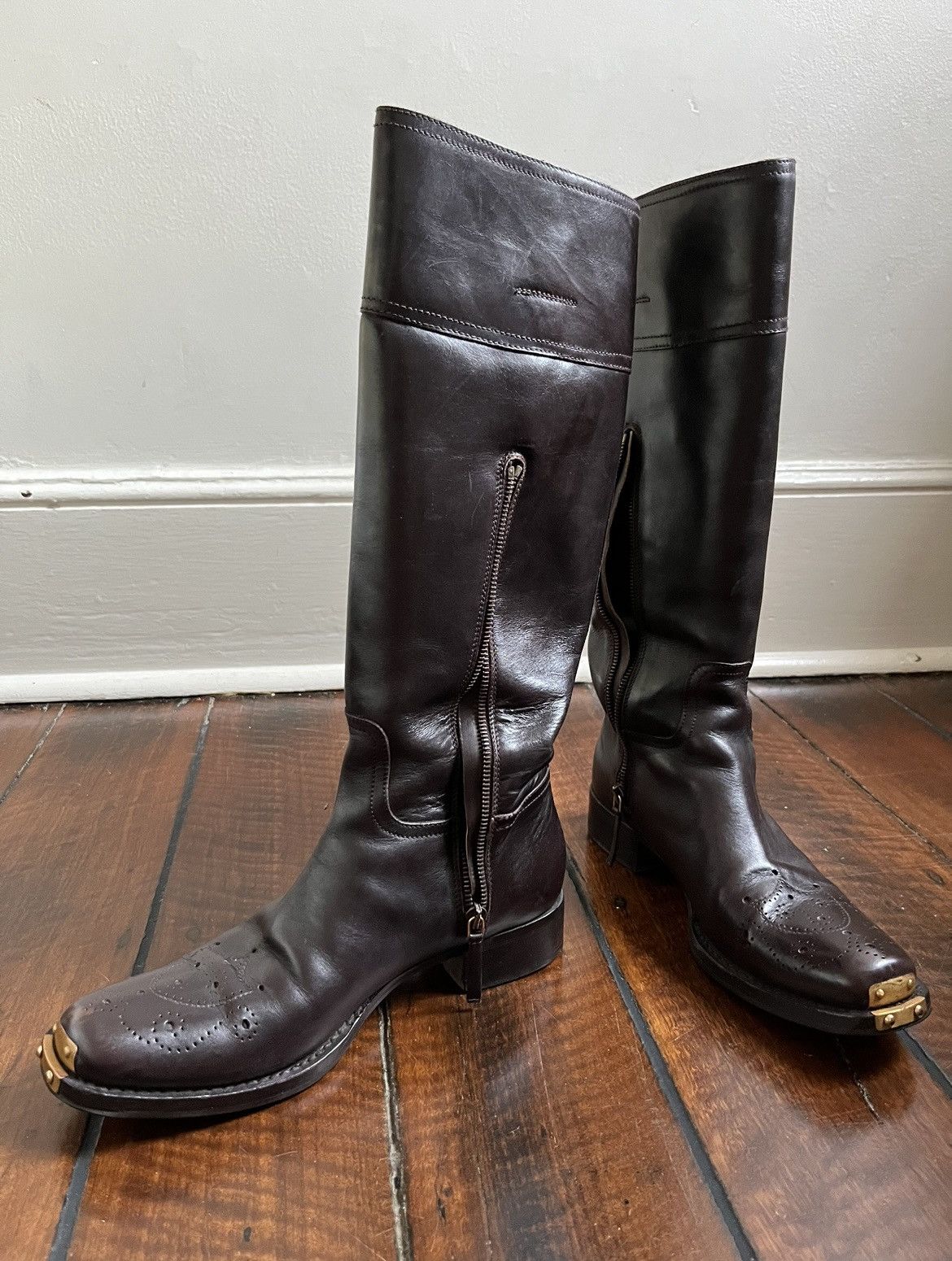 Designer × Miu Miu × Vintage Miu Miu Equestrian Boots, Leather 