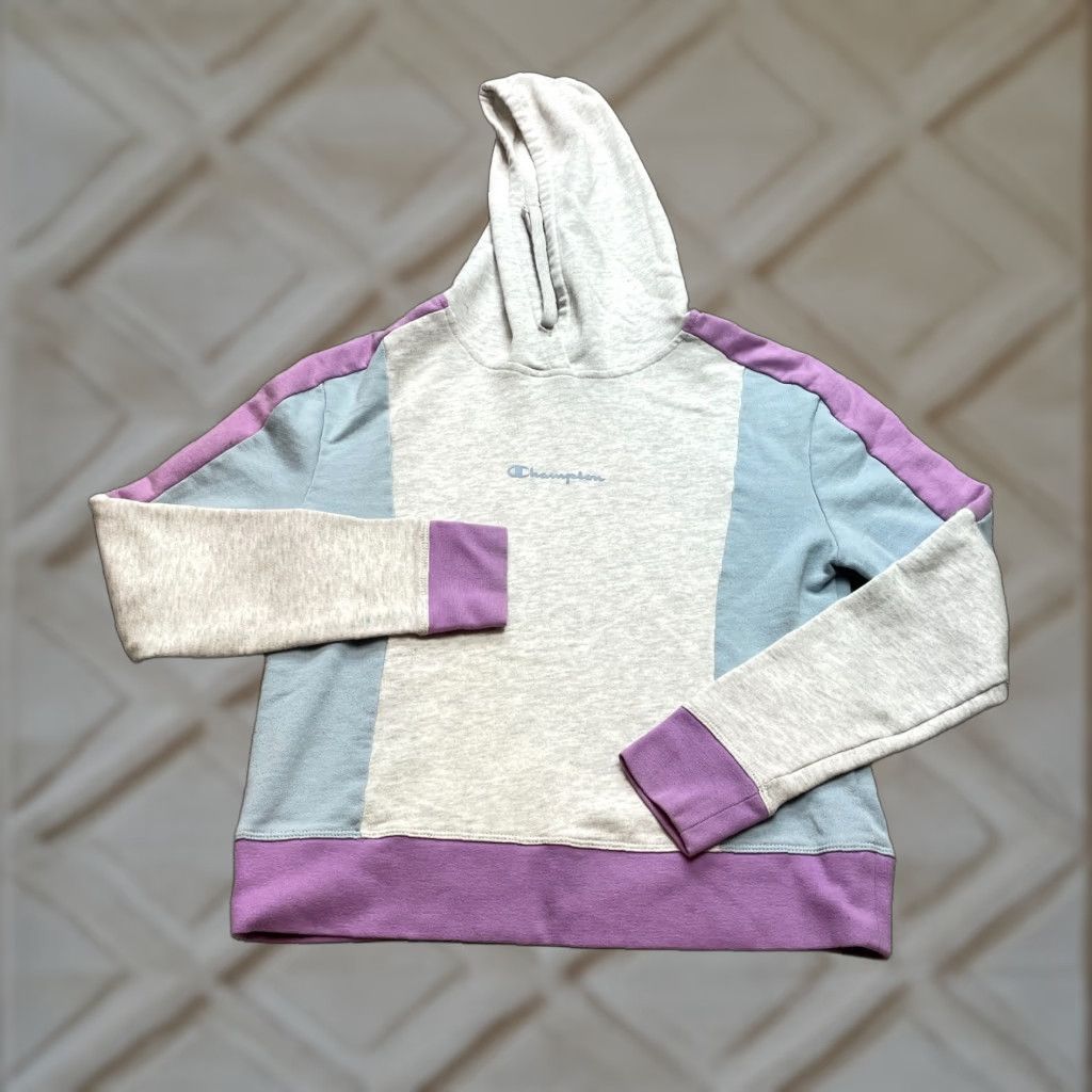 Champion Champion Hoodie Sweatshirt Womens S Gray Purple Hooded Pullover Crew Neck Long Sleeve Jersey Fleece Size S / US 4 / IT 40 - 1 Thumbnail
