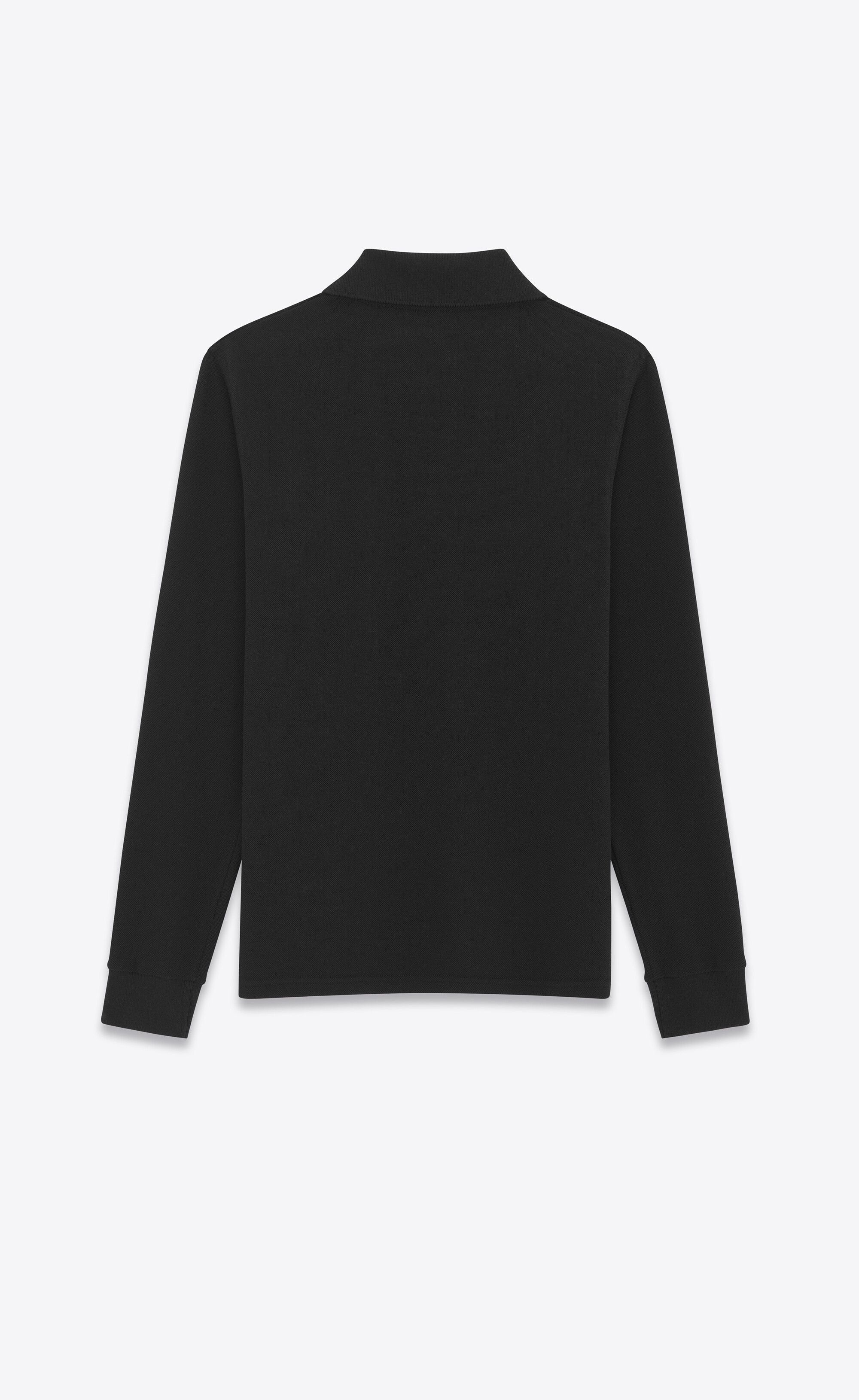 Saint Laurent Paris o1s1wg110125 750525 Polo Shirt in Cotton Piqué in Black Size US M / EU 48-50 / 2 - 2 Thumbnail