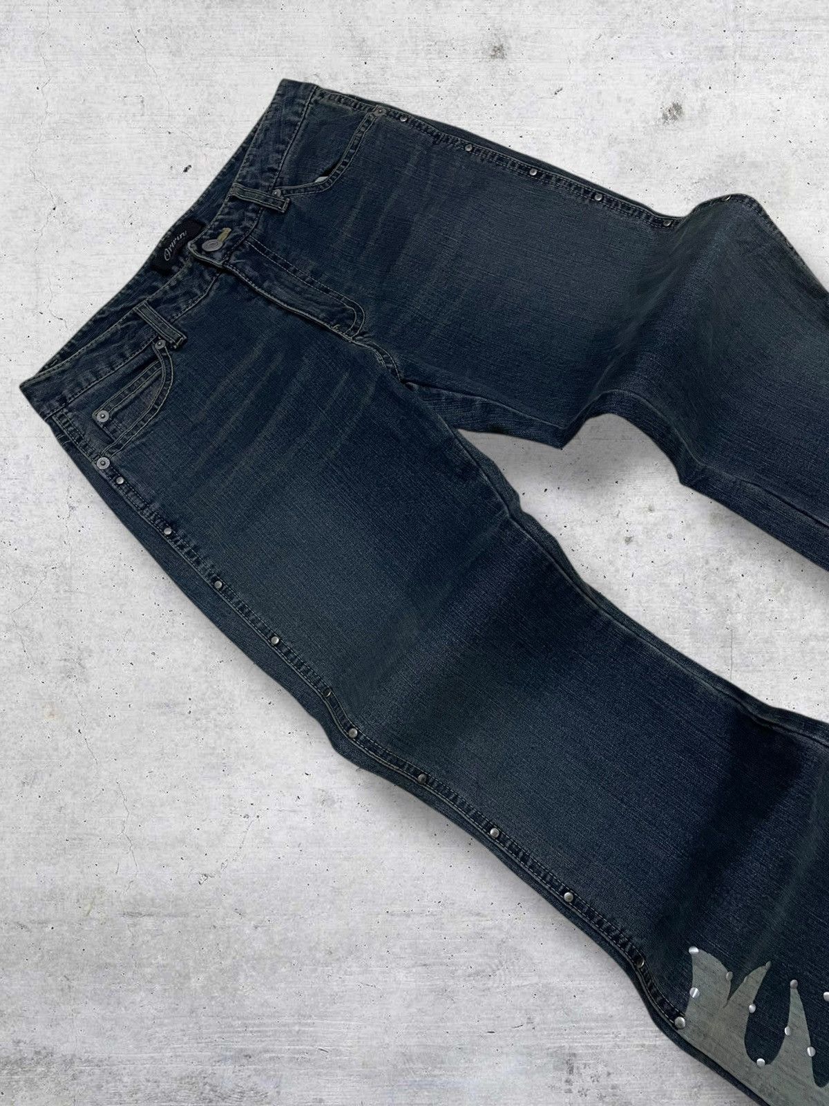 Tornado Mart VINTAGE ORIRIN JAPAN DESIGNER FLARED FASHION FORWARD DENIM Size US 26 / EU 42 - 7 Thumbnail