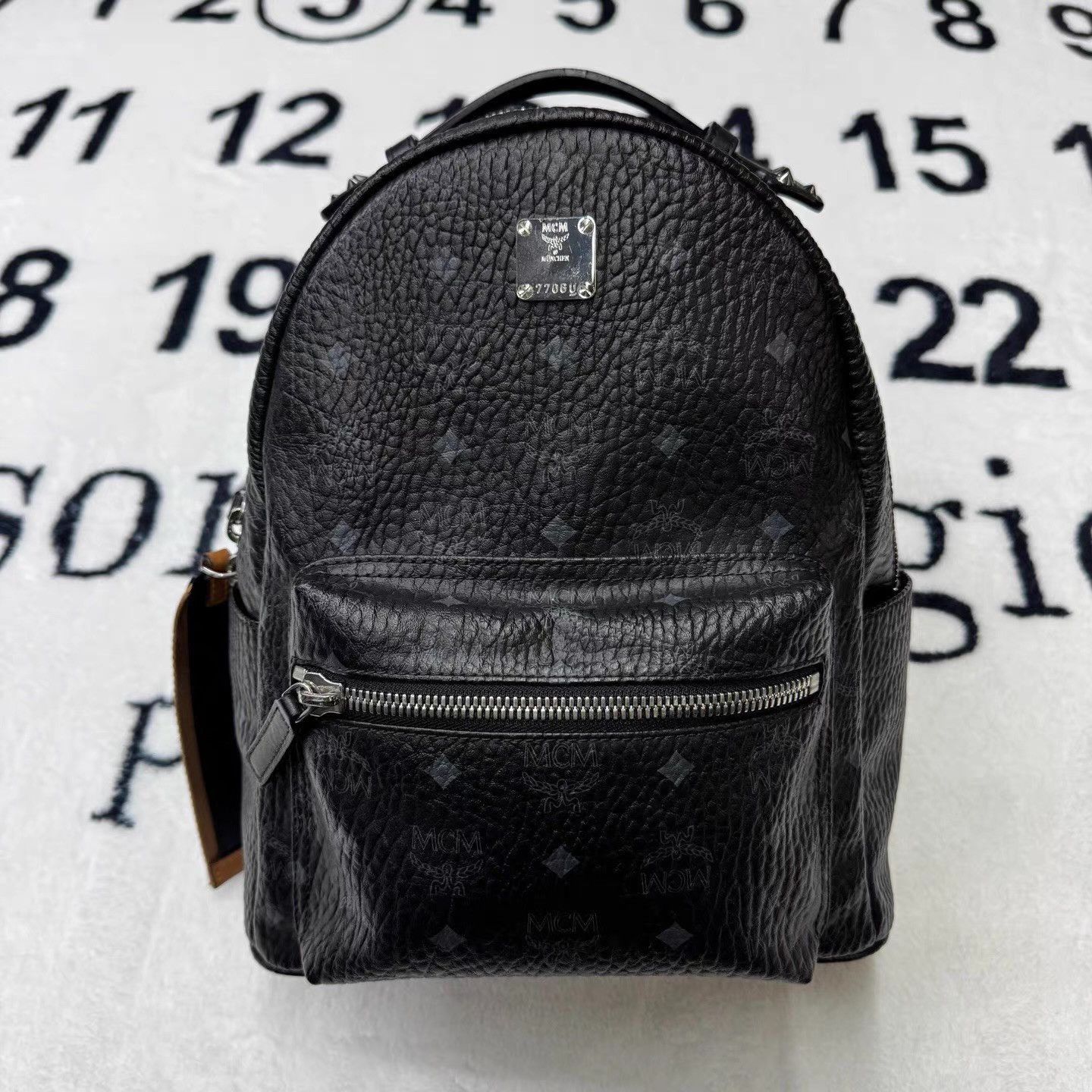 MCM Black Textured Leather Backpack with Front Zip Pocket Size ONE SIZE - 1 Thumbnail