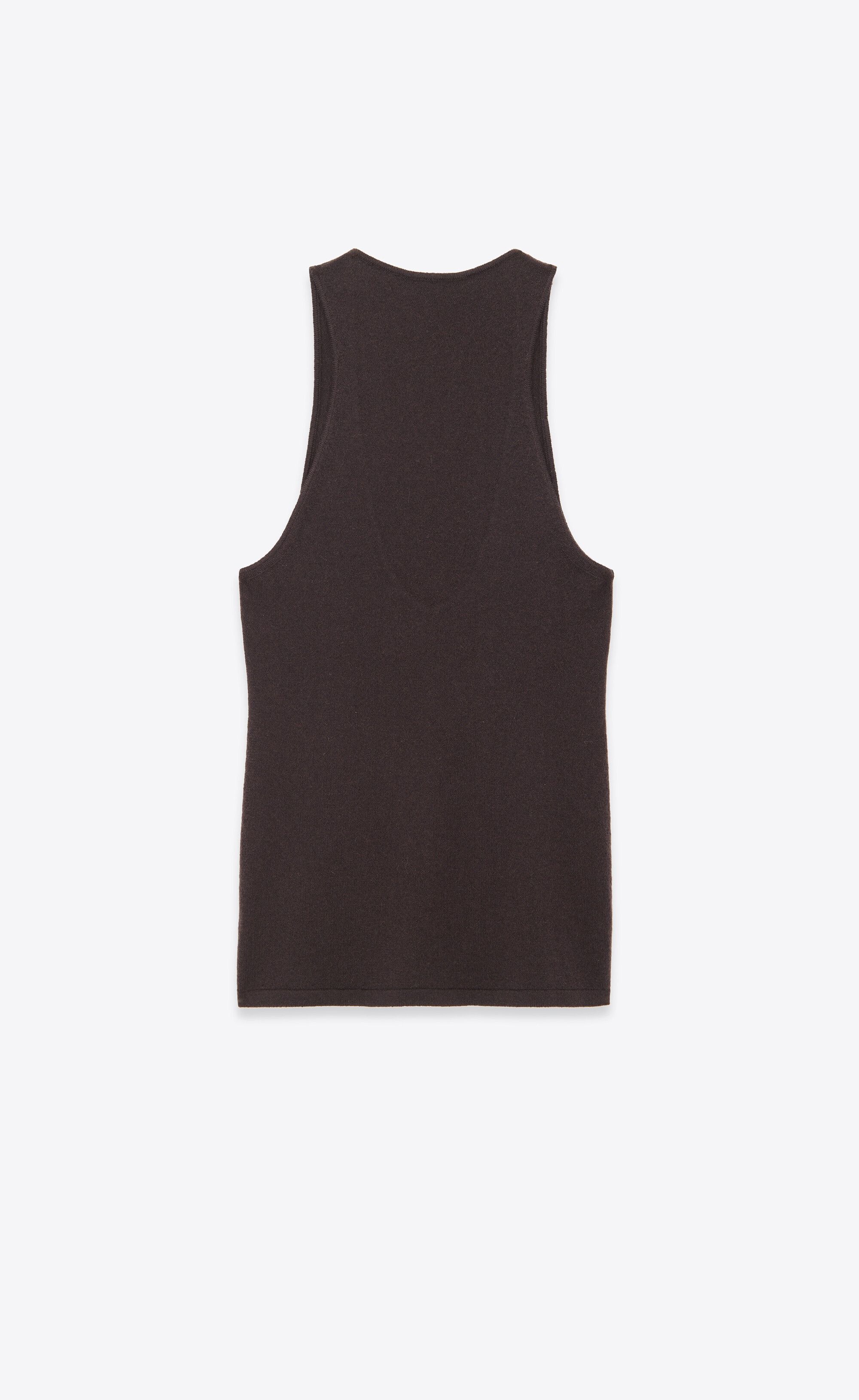 Saint Laurent Paris o1s1wg110425 Tank Top in Cashmere in Dark Brown Size S / US 4 / IT 40 - 2 Thumbnail