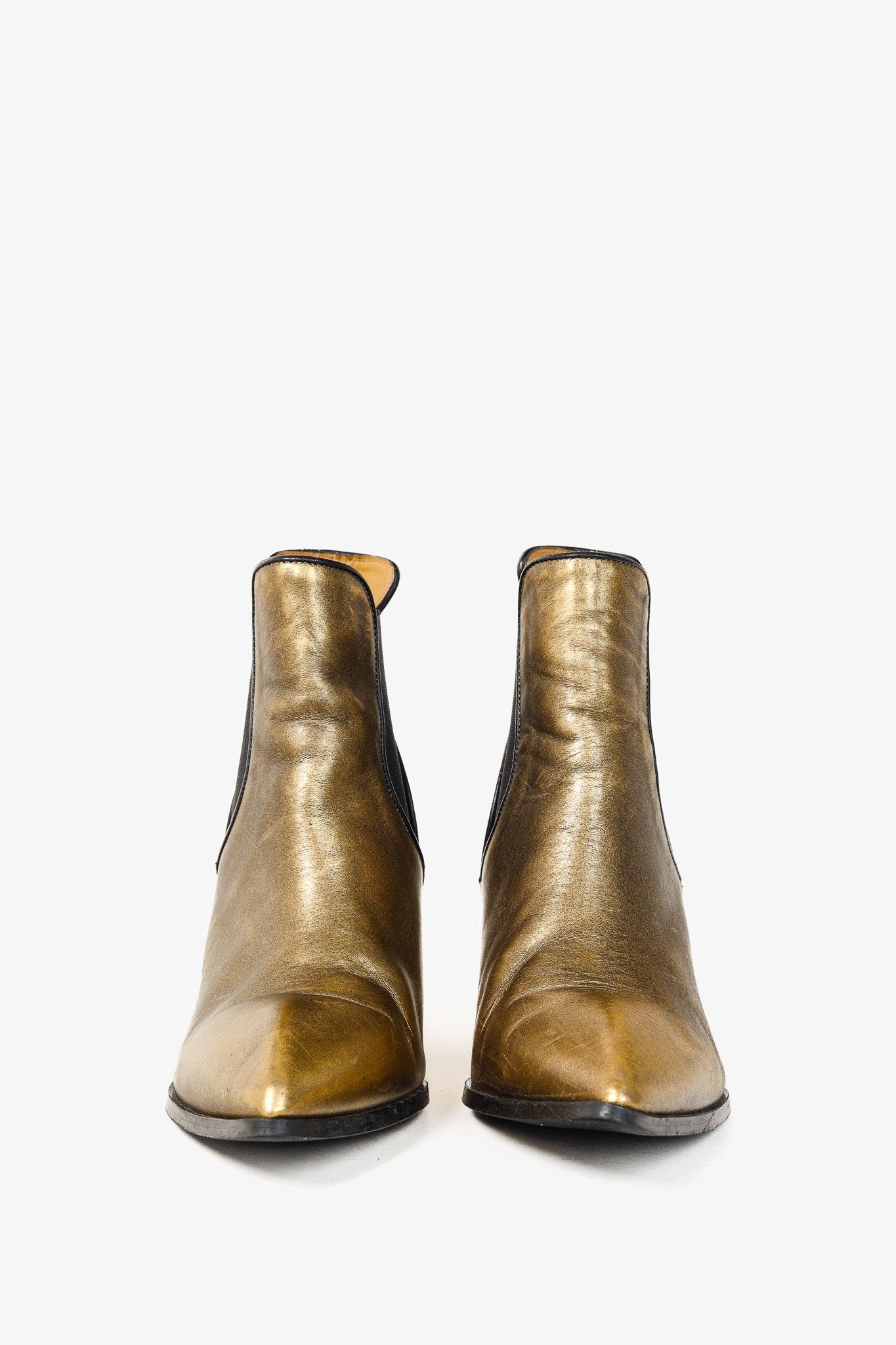 John Fluevog John Fluevog Ara Gold Vintage-Inspired Chelsea Boots Size US 7 / IT 37 - 2 Thumbnail