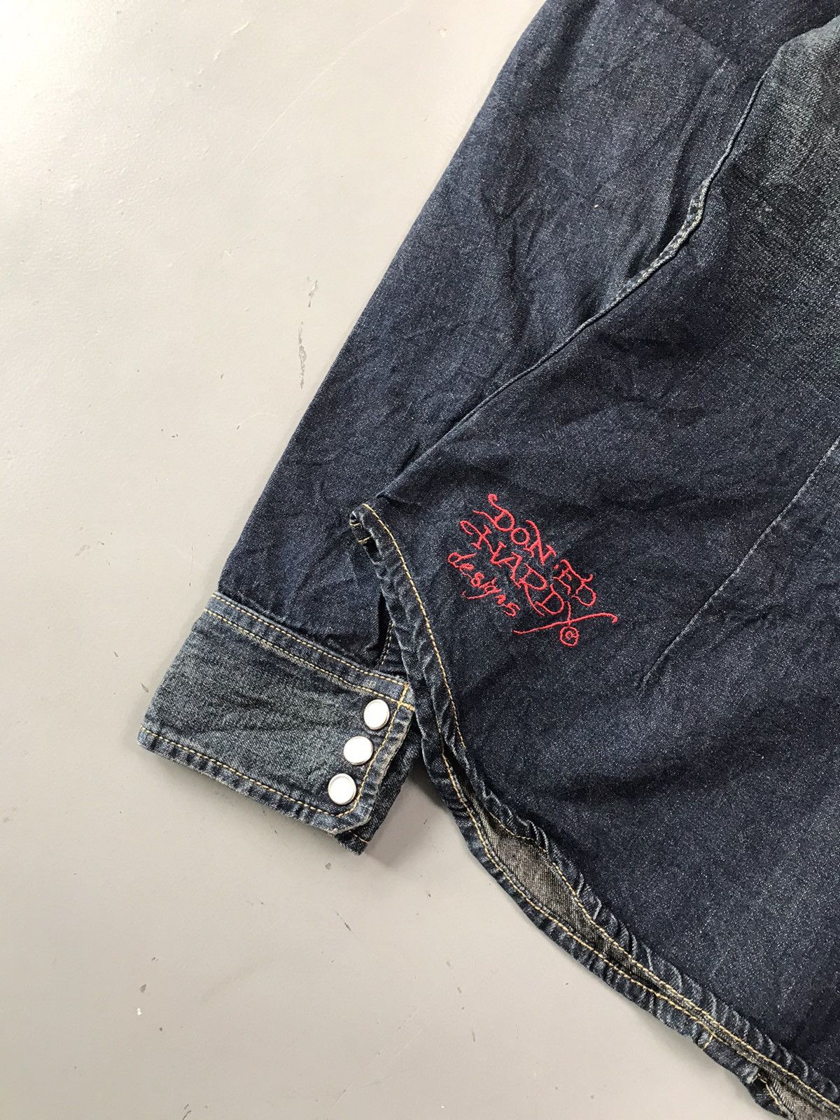 Christian Audigier × Ed Hardy × Vintage Vintage Edhardy true love embroidered denim shirt Size M / US 6-8 / IT 42-44 - 11 Thumbnail