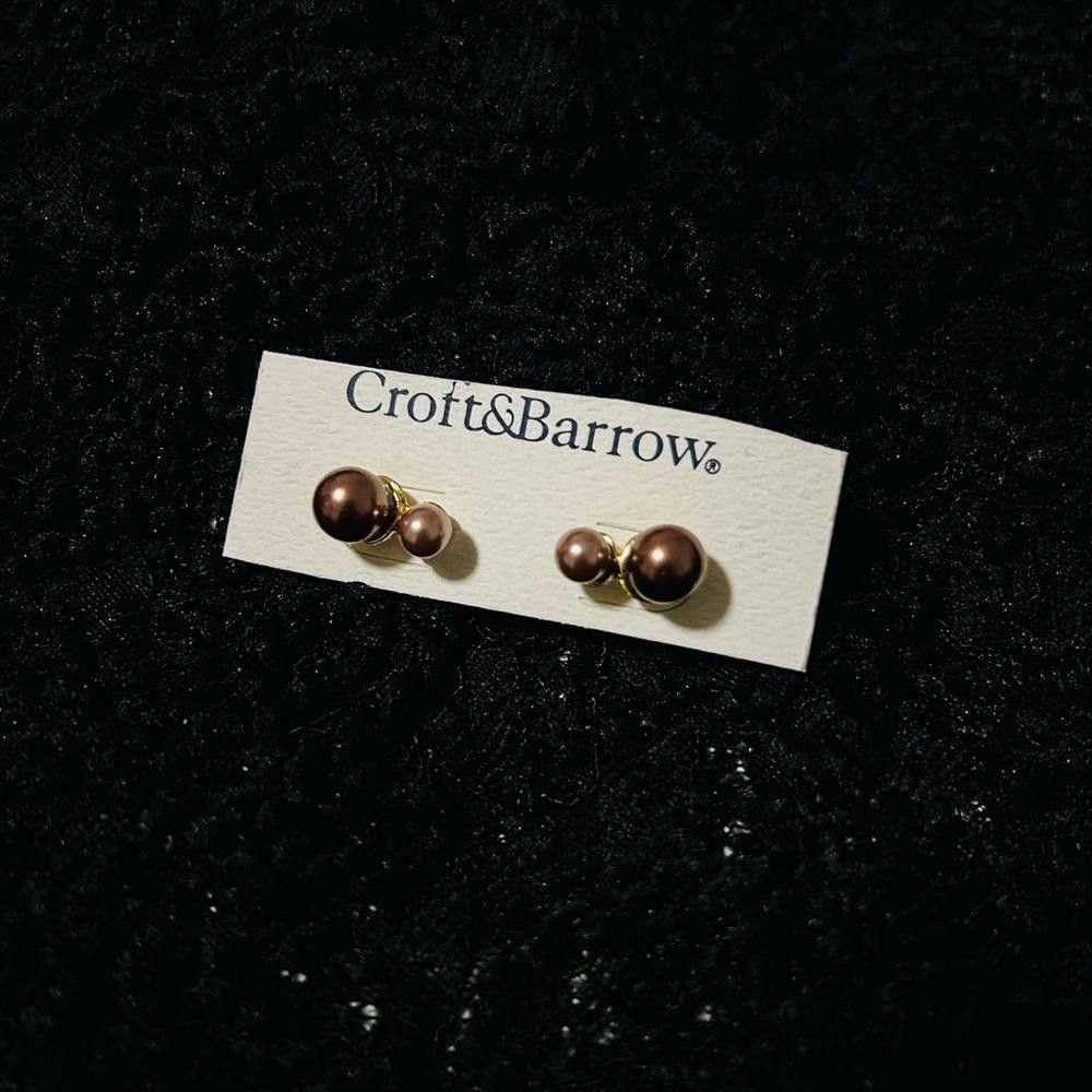 Designer Croft & Barrow Brown Pearl Stud Earrings Size ONE SIZE - 1 Thumbnail