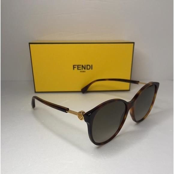 New - Fendi FF 0412/S Sunglasses Dark Havana / Brown Gradien display picture 2