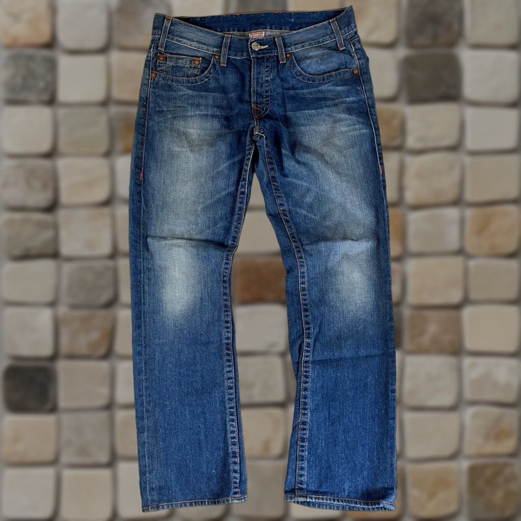 True Religion TRUE RELIGION Jeans Slim Straight Leg Mens Regular 33x32 Blue 5-Pocket Denim Made in USA Size US 33 - 1 Thumbnail