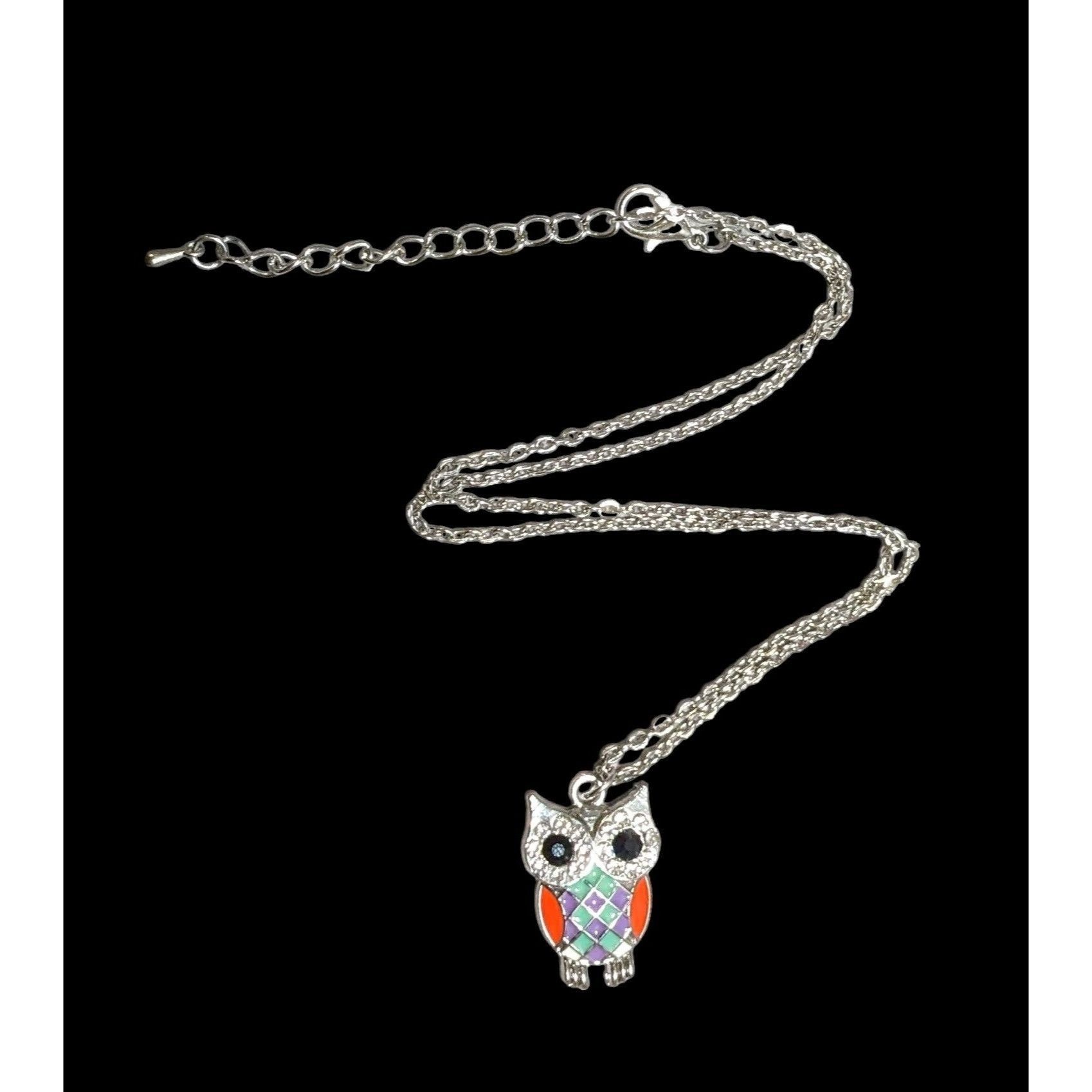 Other Rainbow Enamel Rhinestone Owl Pendant Necklace Size ONE SIZE - 1 Thumbnail