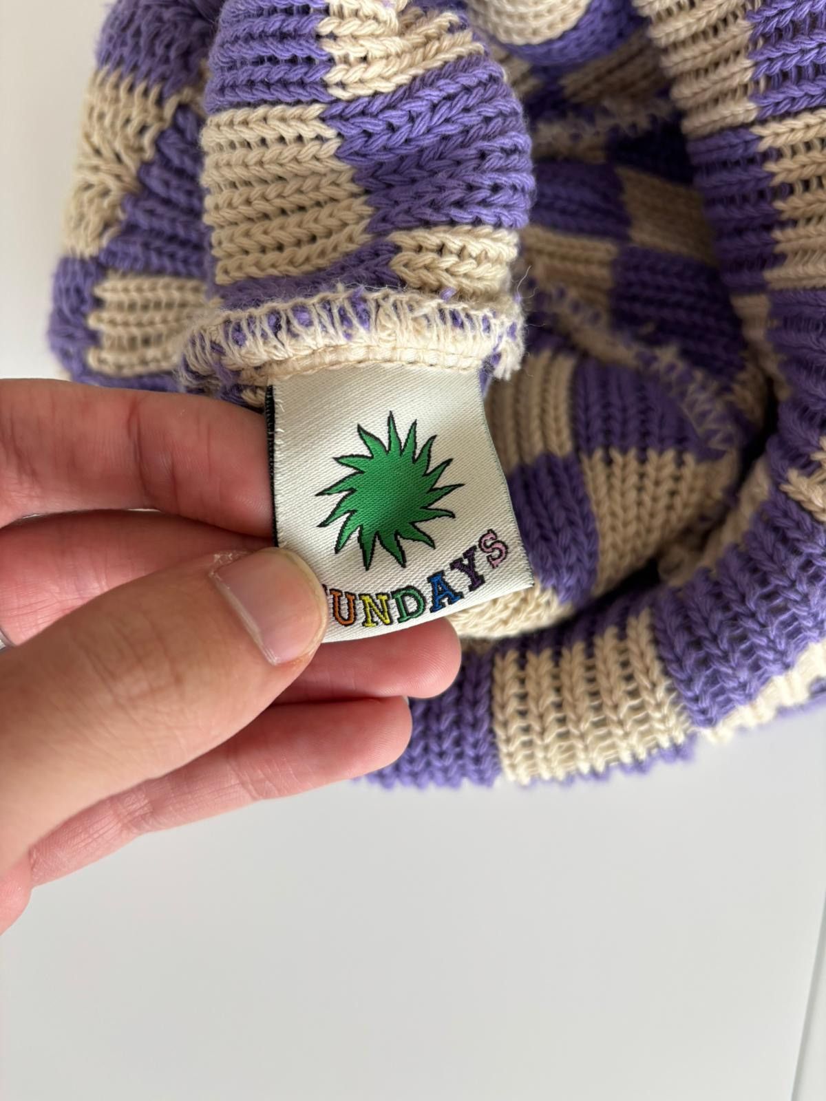 Japanese Brand × Vintage Sundayz checkered lilac beanie Size ONE SIZE - 2 Thumbnail