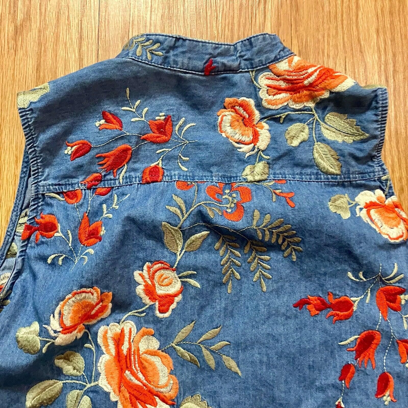 Other Beige by ECI Blue Floral Embroidered Dress Womens 8 Size M / US 6-8 / IT 42-44 - 8 Thumbnail
