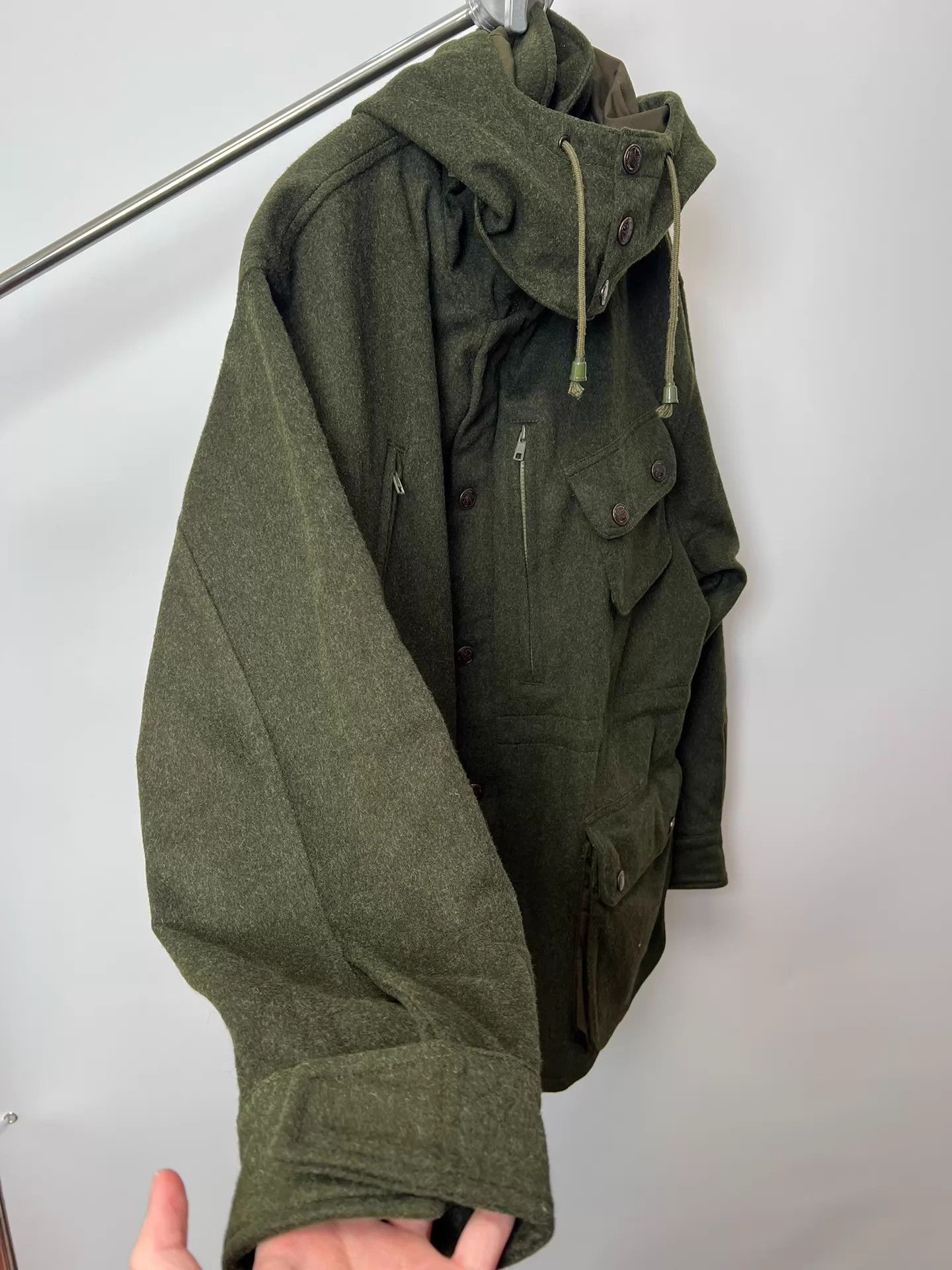 Unknown London Vintage Dark Green S.Collar Detach Hood Wool Coat Size US S / EU 44-46 / 1 - 4 Thumbnail