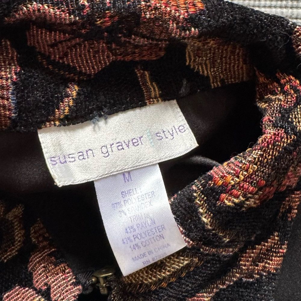 Other Susan Graver Black Front Zip Tapestry Trim Jacket Size M Size M / US 6-8 / IT 42-44 - 7 Thumbnail