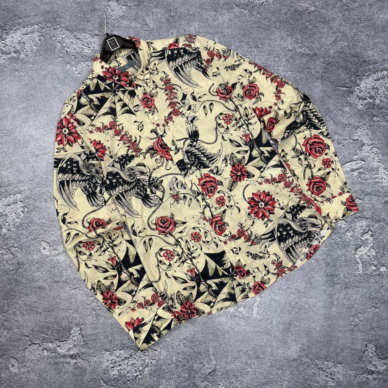 Alexander McQueen Alexander McQueen 50 M Raven Web Floral Tattoo Shirt Size US L / EU 52-54 / 3 - 2 Thumbnail