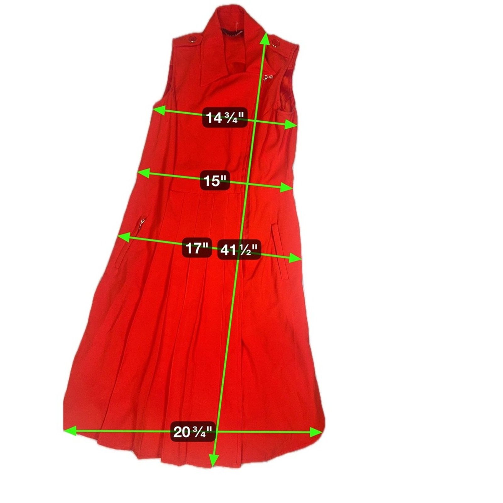 Carlo Palazzi Carlisle Red Pleated Midi Zipper Pockets Size 6 Career Size M / US 6-8 / IT 42-44 - 3 Thumbnail