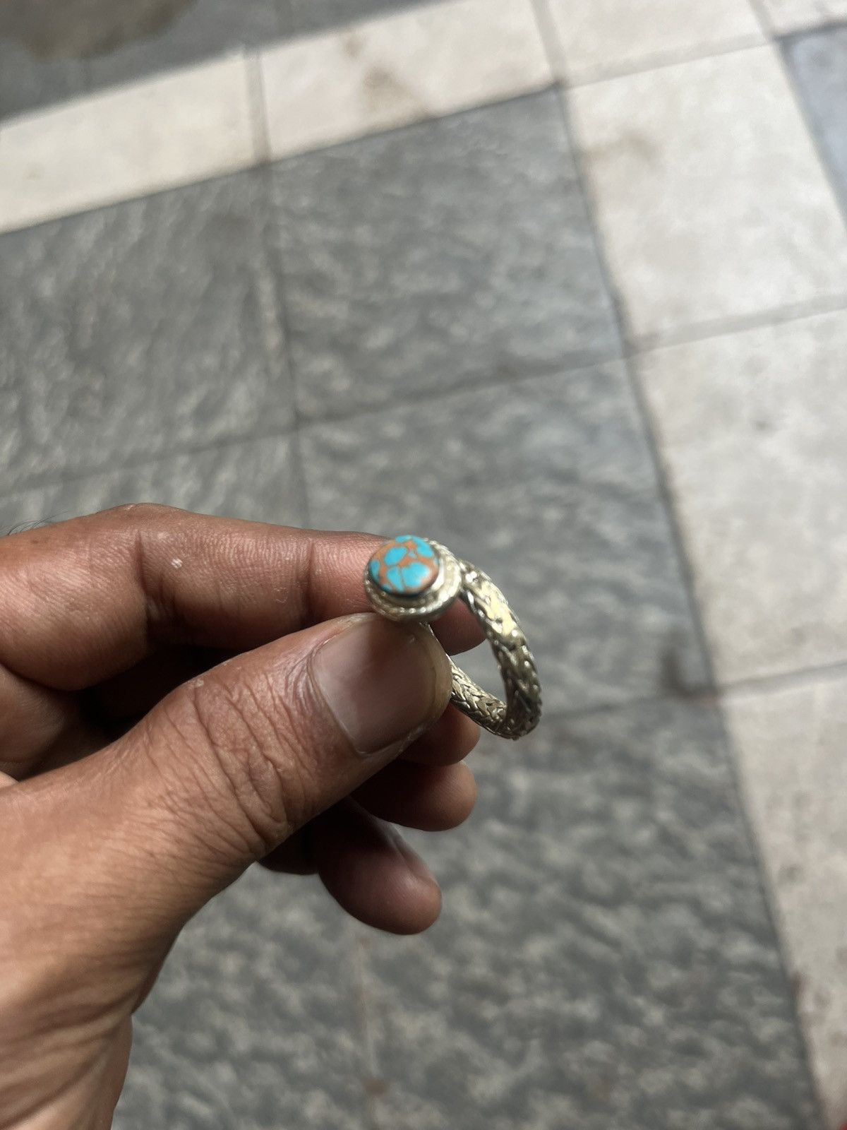 John Hardy Braided Silver Serpent Ring with Inlay Turquoise Stone Size ONE SIZE - 8 Thumbnail