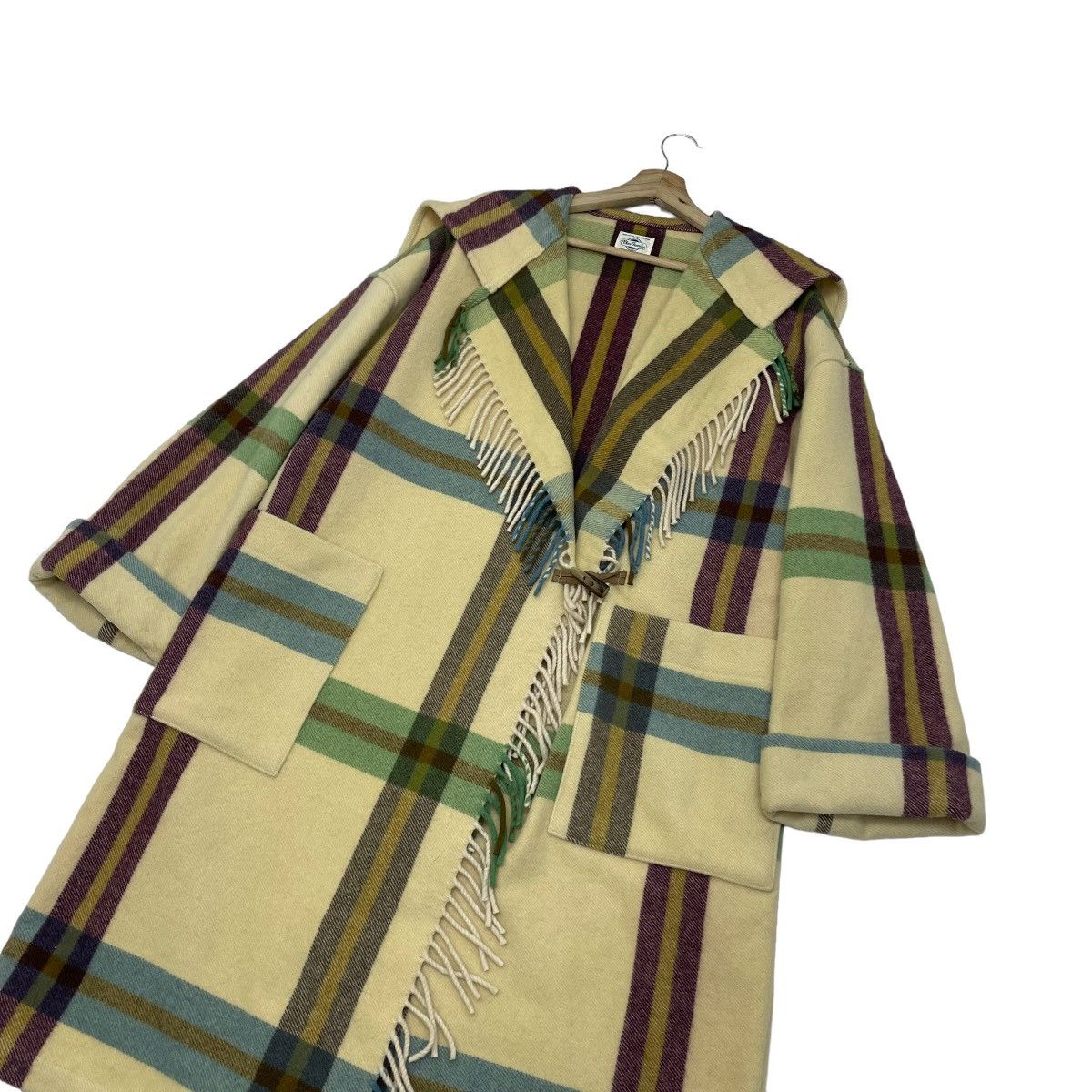 Autumn Cashmere 🔥Benetton Blue Family Oversized Checked Wool Jacket Size L / US 10 / IT 46 - 3 Thumbnail