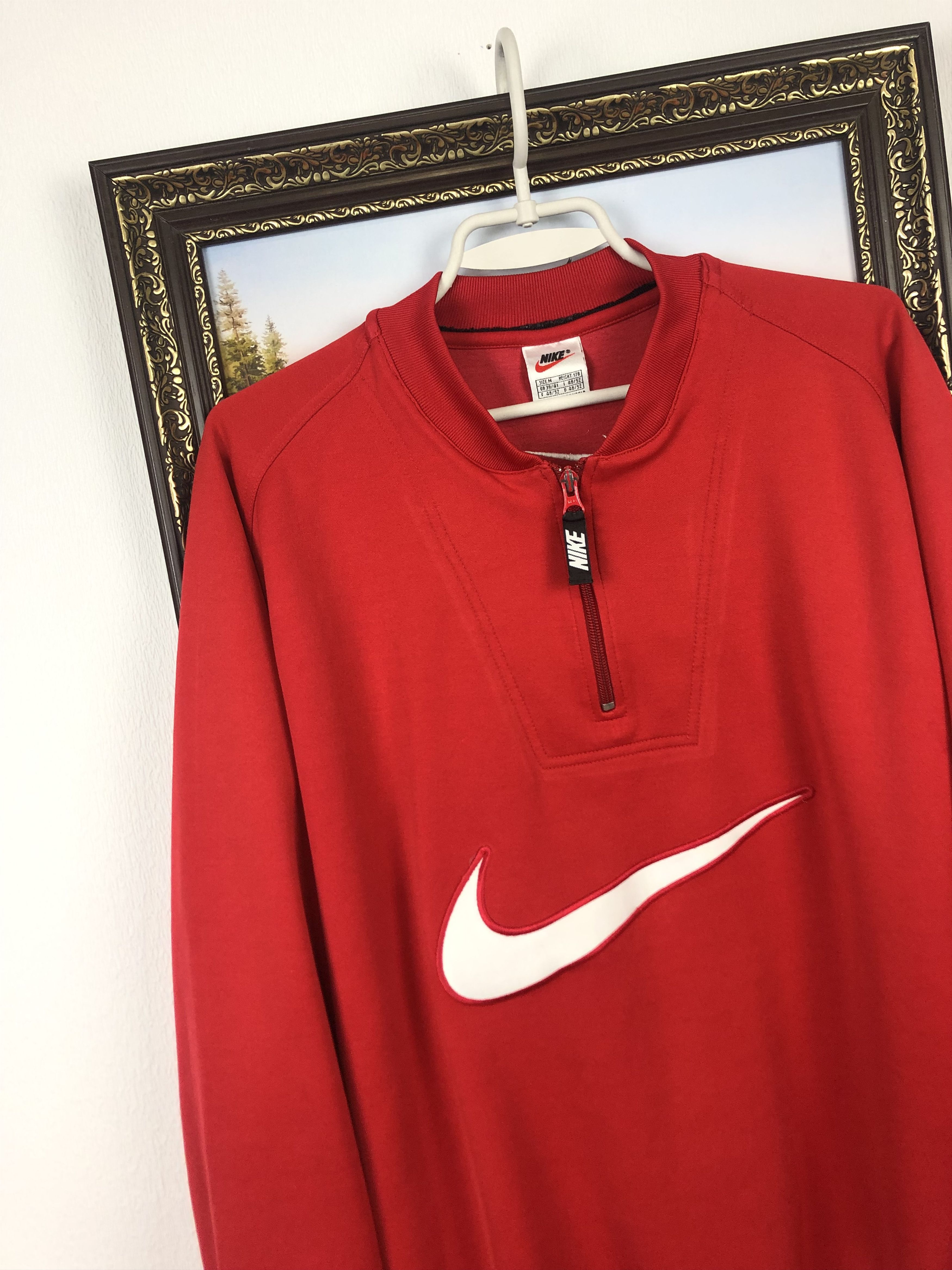 Nike Vintage Nike Sweatshirt Big Swoosh Rare Red Hype Size US M / EU 48-50 / 2 - 3 Thumbnail