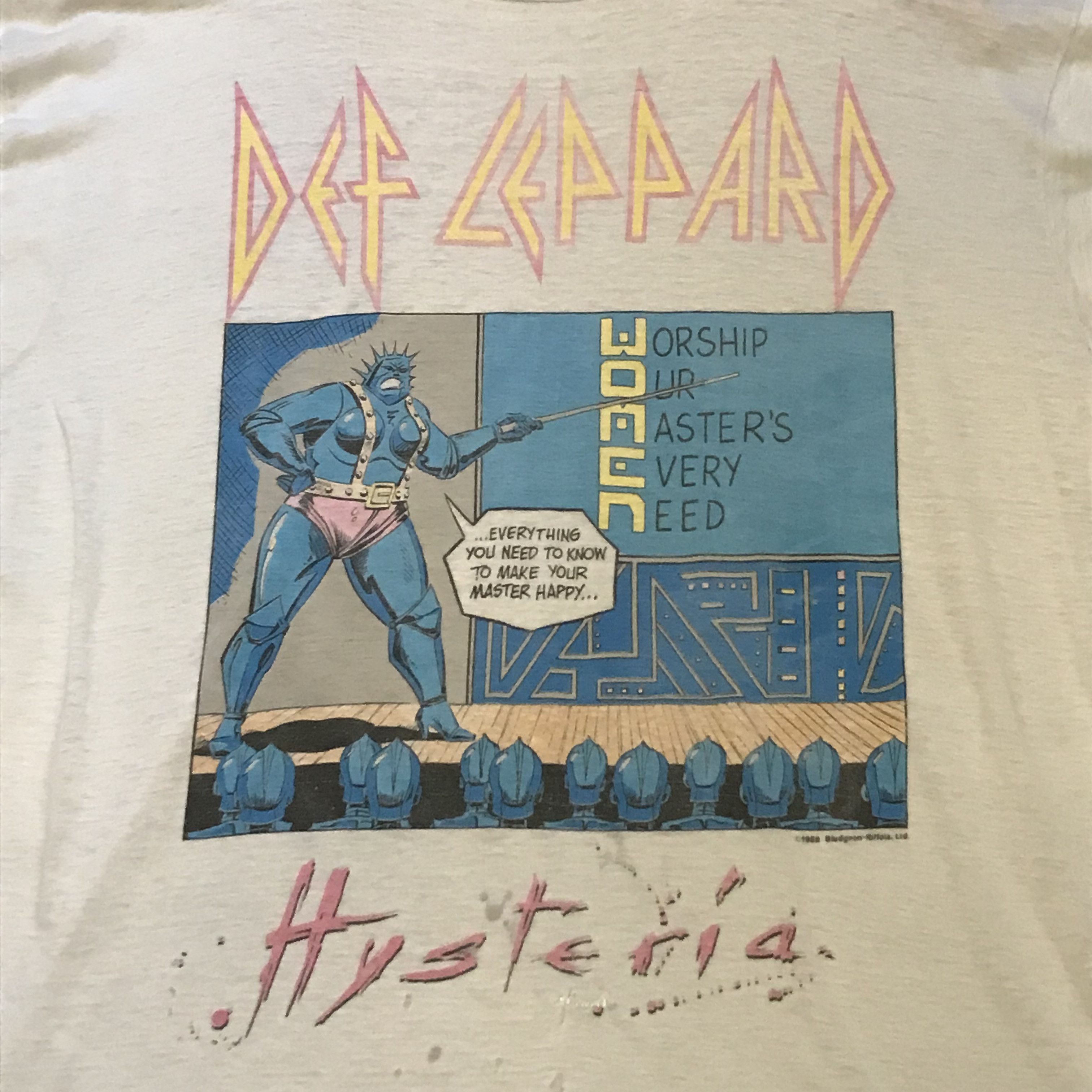 Band Tees × Def Leppard × Vintage 1988 80s Def Leppard Hysteria Tour Women Band t shirt Size US L / EU 52-54 / 3 - 4 Thumbnail