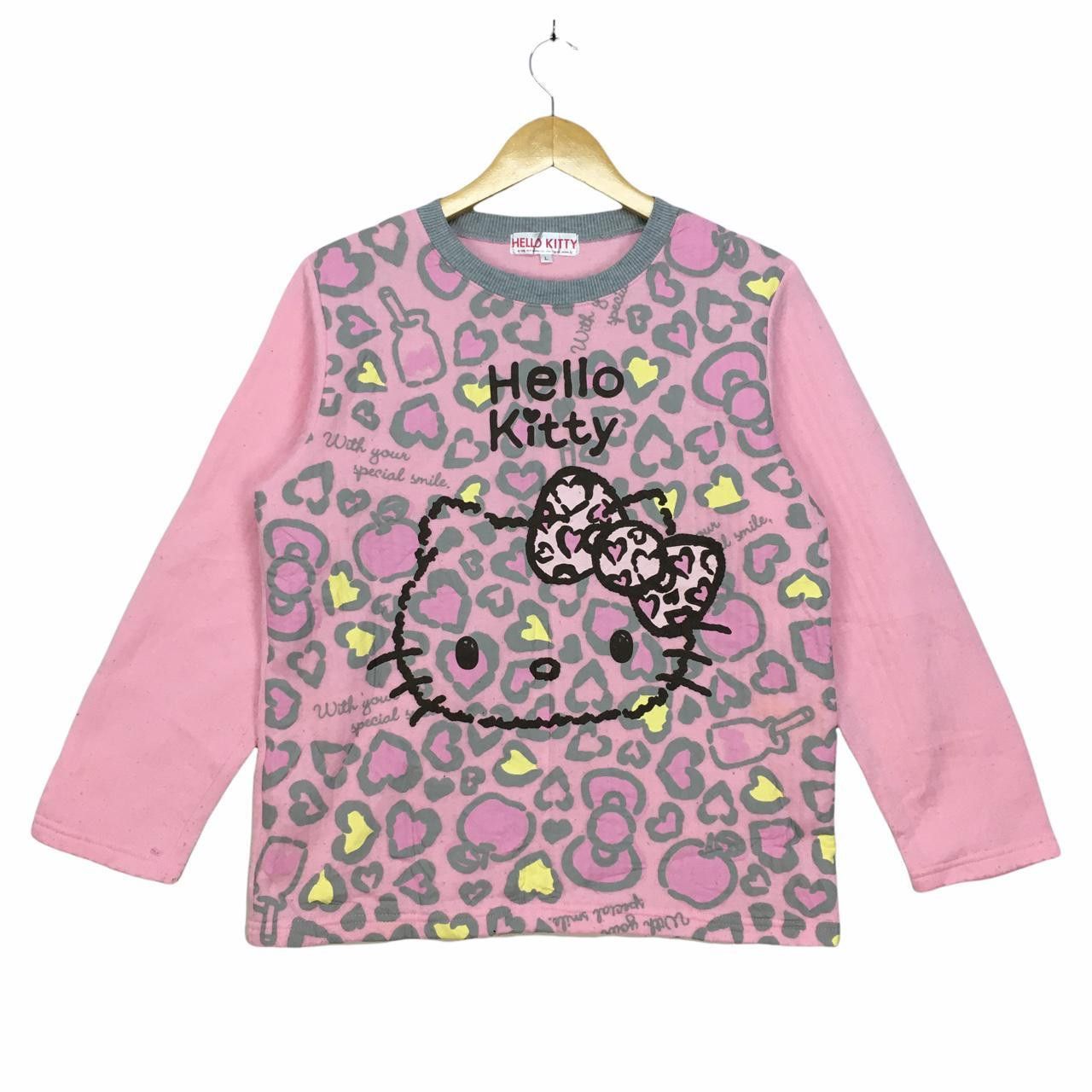 Vintage Vtg HELLO KITTY Long Sleeve T-Shirt Big Logo Cartoon Size L / US 10 / IT 46 - 1 Thumbnail