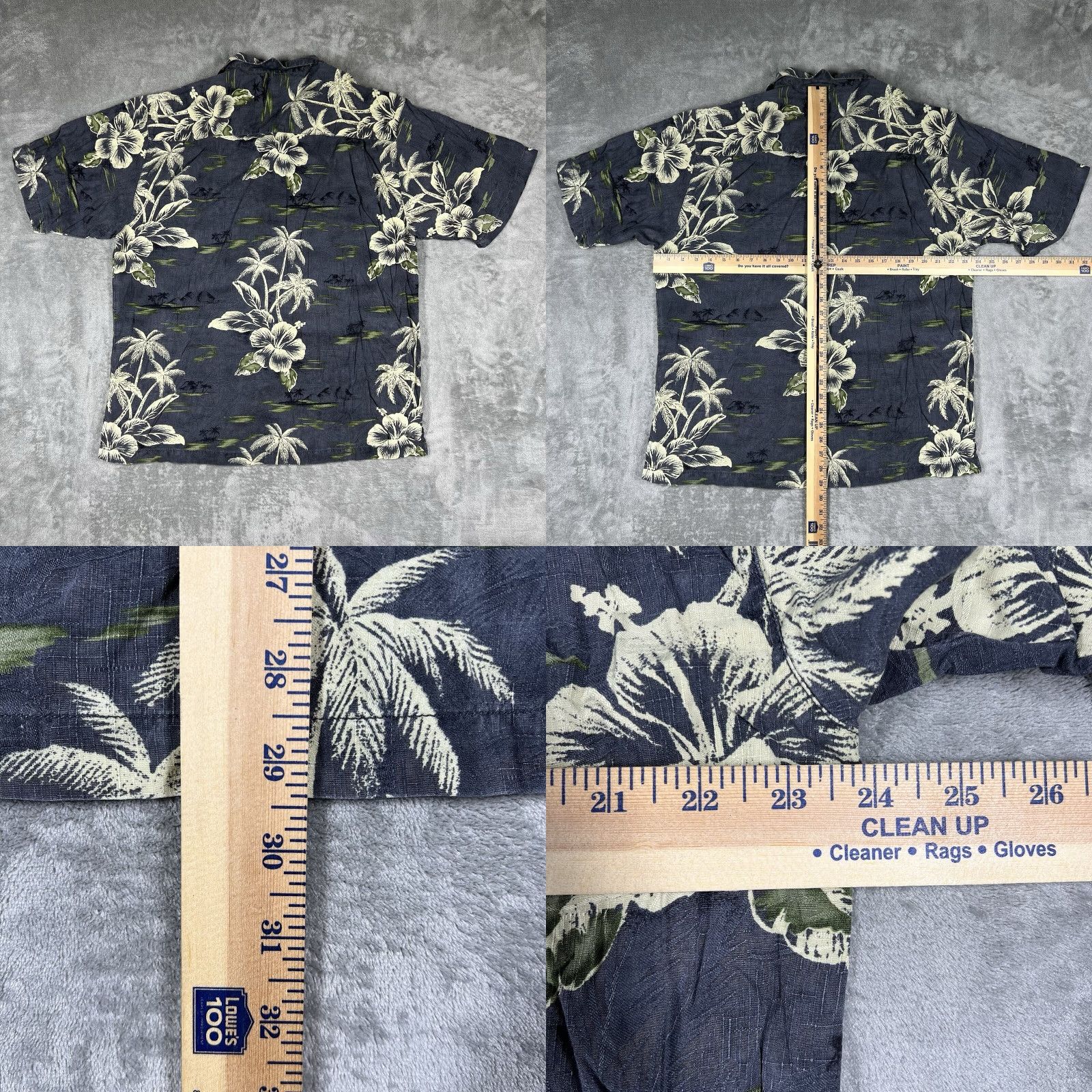 Tommy Bahama Tommy Bahama Button-Up Shirt 100% Silk Men Large Dark Gray Hawaiian Floral Shirt Mens Size US L / EU 52-54 / 3 - 9 Thumbnail