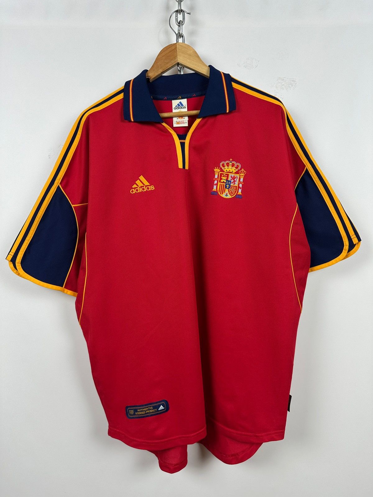 Adidas 1999/2002 Adidas Spain National Team Vintage Soccer Jersey Size US XL / EU 56 / 4 - 1 Thumbnail