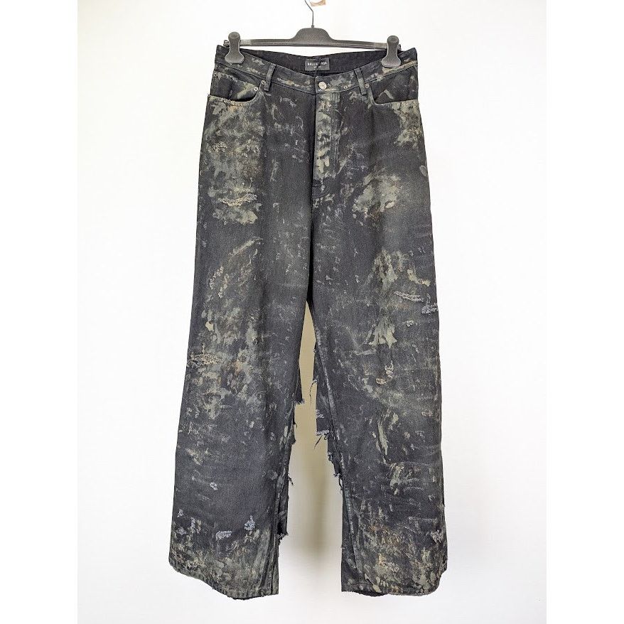 Balenciaga o1rshd1 Unisex Super Destroyed Baggy Pants 13 in Flat Black Size US 34 / EU 50 - 1 Thumbnail