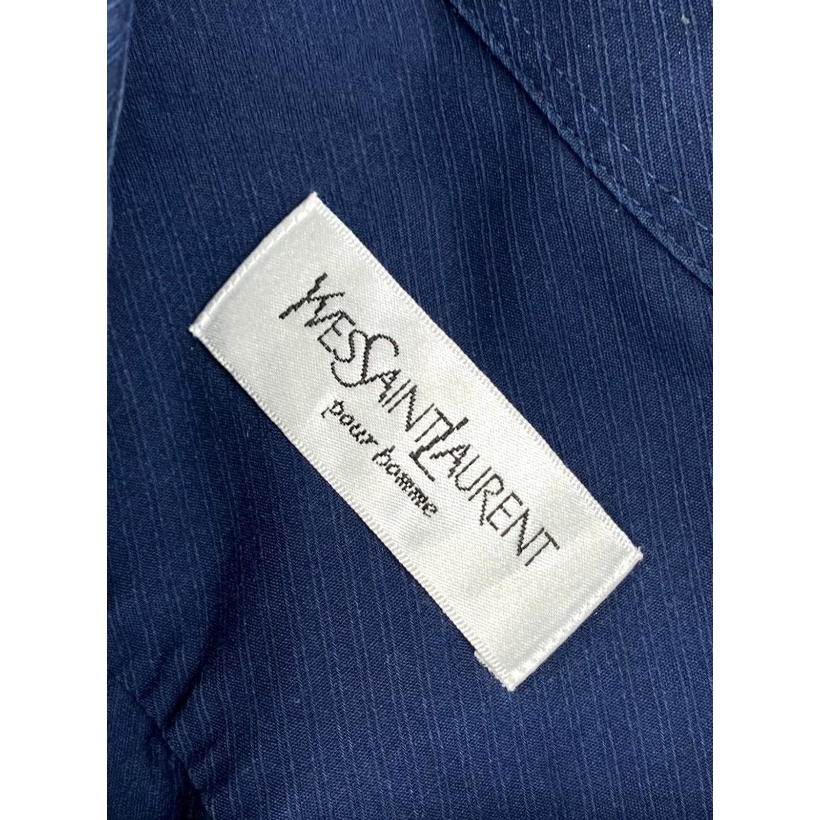 Yves Saint Laurent VINTAGE Saint Laurent Shirt Collared Long Sleeve Men M Blue Button Size US M / EU 48-50 / 2 - 7 Thumbnail
